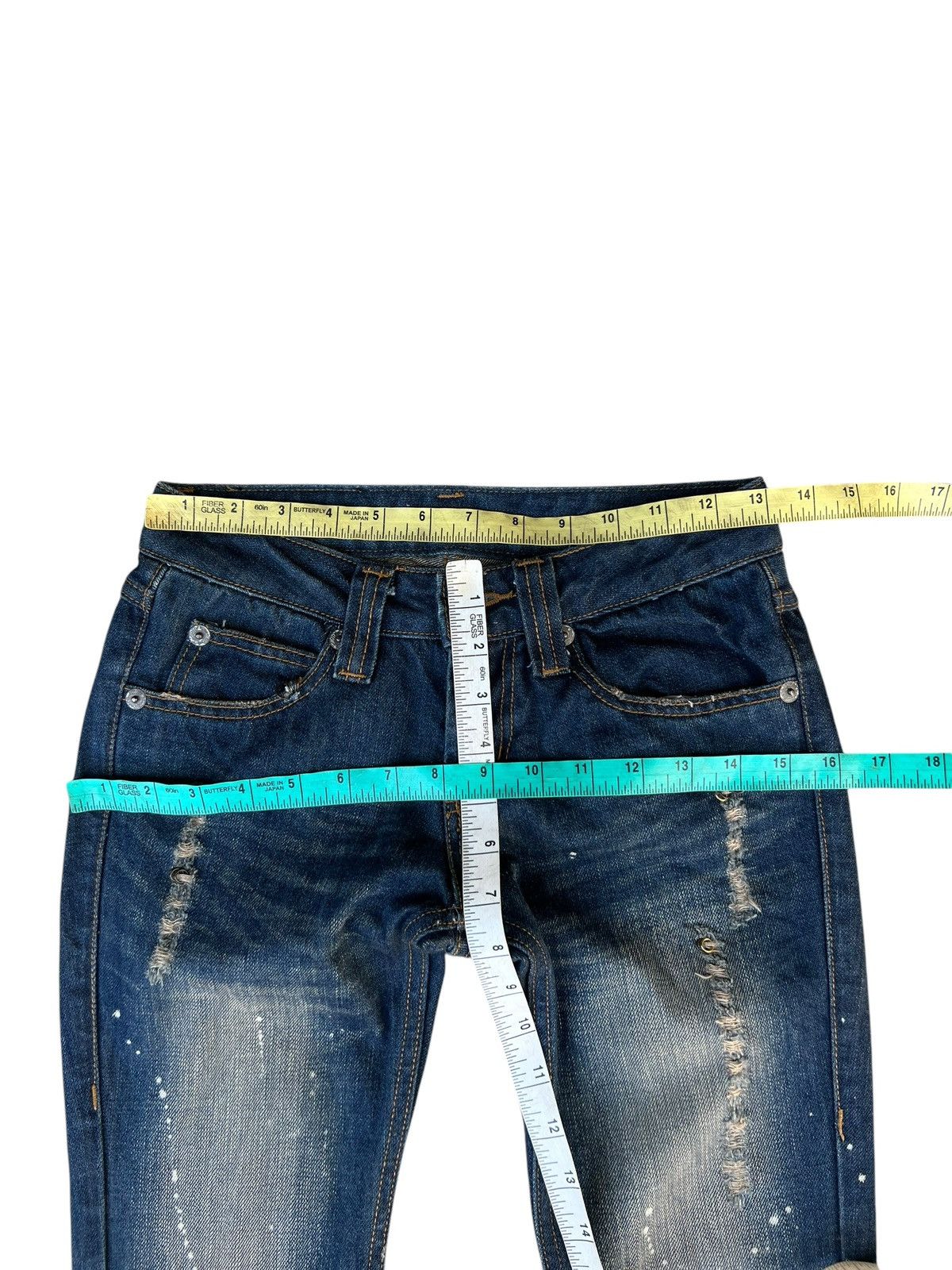 If Six Was Nine × Japanese Brand × Le Grande Bleu (L.G.B.) Material Girl Japan Distressed Denim Super Flare Jeans Size 26" / US 2 / IT 38 - 4 Thumbnail