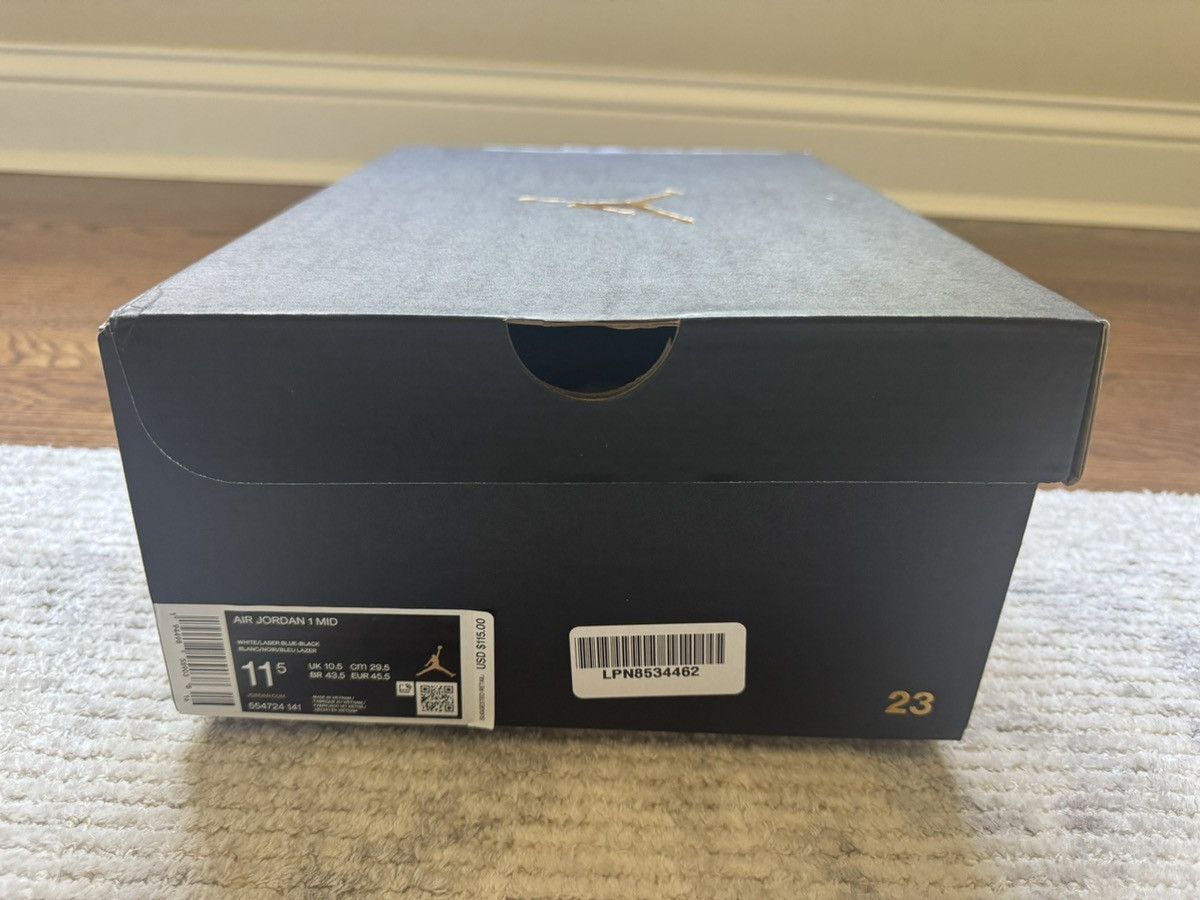 Jordan Brand 11.5 Jordan 1 Mid Laser Blue White Retro Air Size US 11.5 / EU 44-45 - 11 Thumbnail