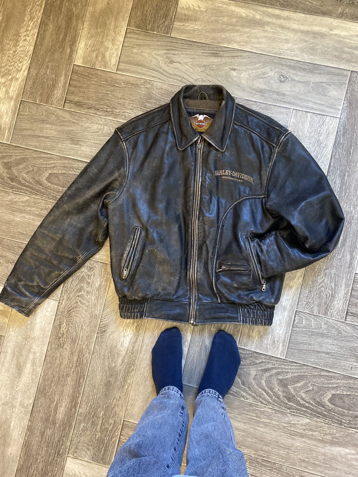 Harley Davidson × Vintage 1993 Harley Davidson vintage leather jacket racing Size US L / EU 52-54 / 3 - 3 Thumbnail