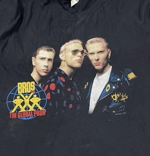 image of Band Tees x Tour Tee Vintage 1988 Bros - The Global Push Tour in Black, Men's (Size XL)