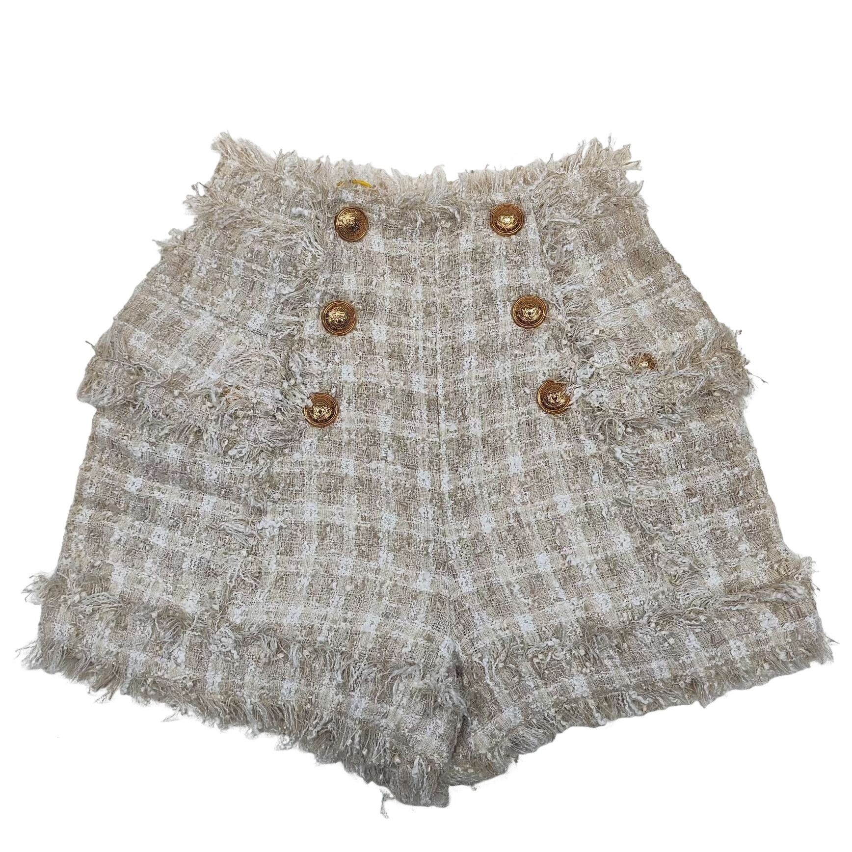 Balmain Balmain Tweed Gold Button Shorts Size 34 Size 25" / US 0 / IT 36 - 1 Thumbnail