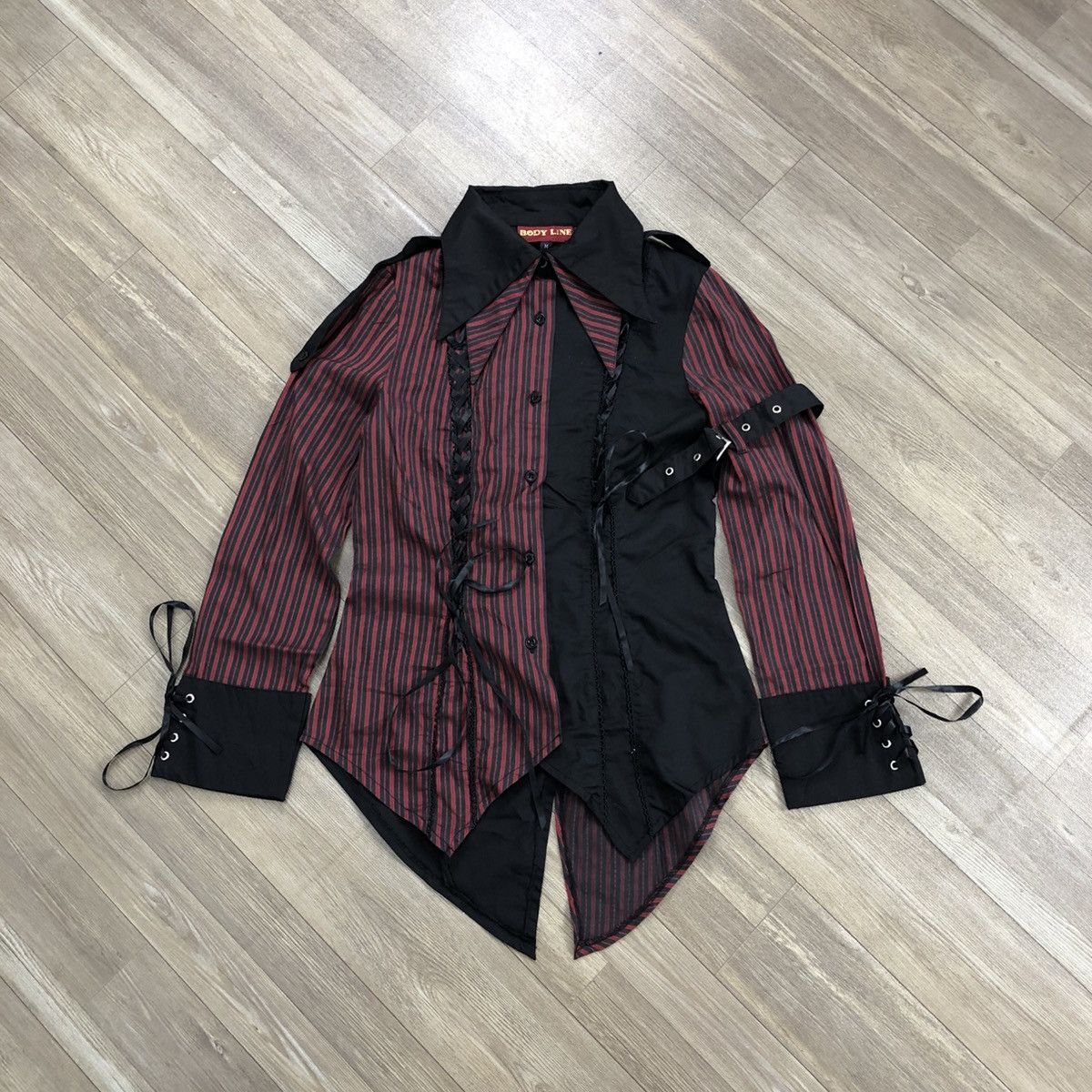 14th Addiction × If Six Was Nine × Le Grande Bleu (L.G.B.) 2000s Body Linr Bondage Punk LGB GOA Striped Button Up Size US M / EU 48-50 / 2 - 1 Thumbnail