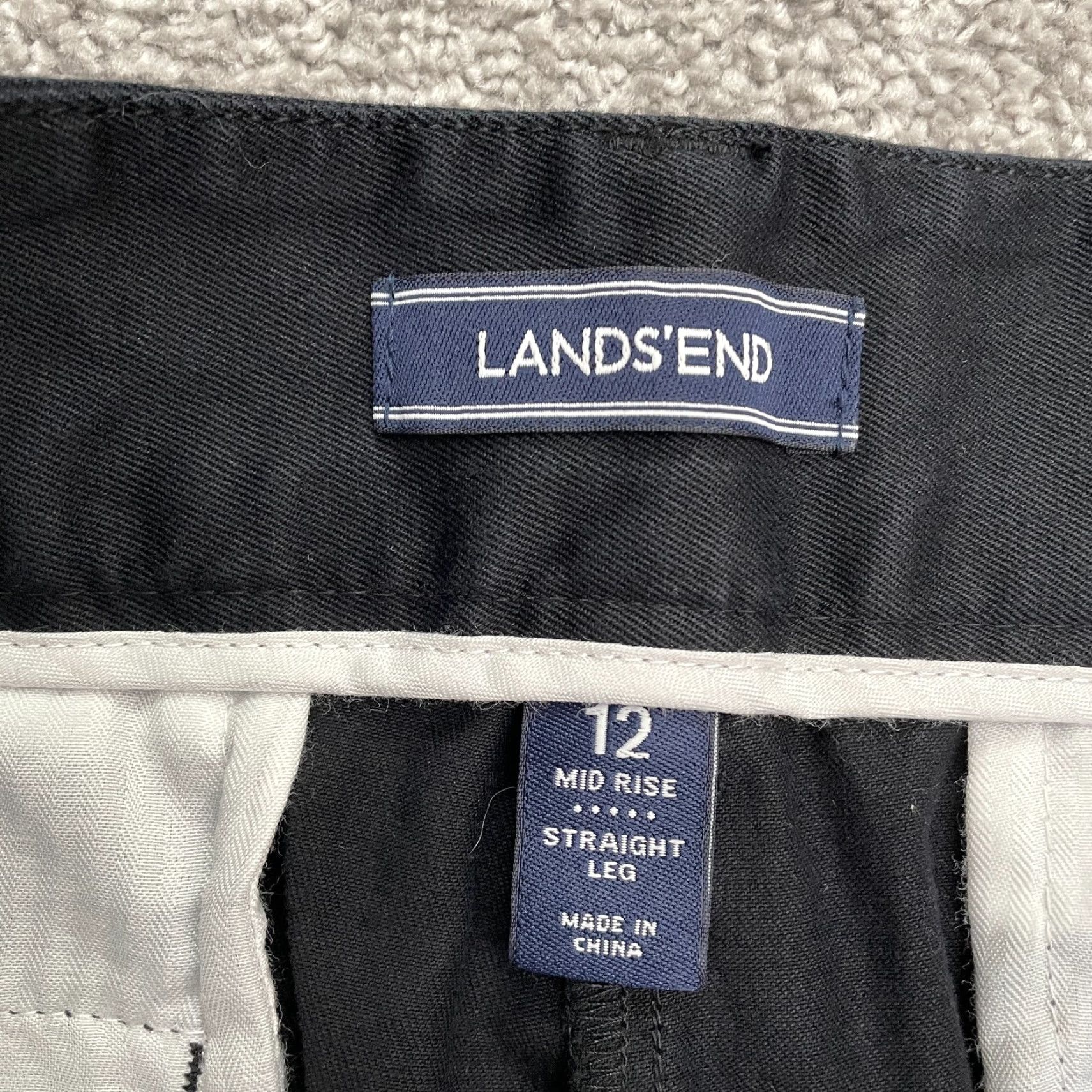 Lands' End Lands' End Chino Pants Womens 12 Black Mid Rise Straight Leg Cotton Work 34x28 Size 34" / US 12 / IT 48 - 6 Thumbnail
