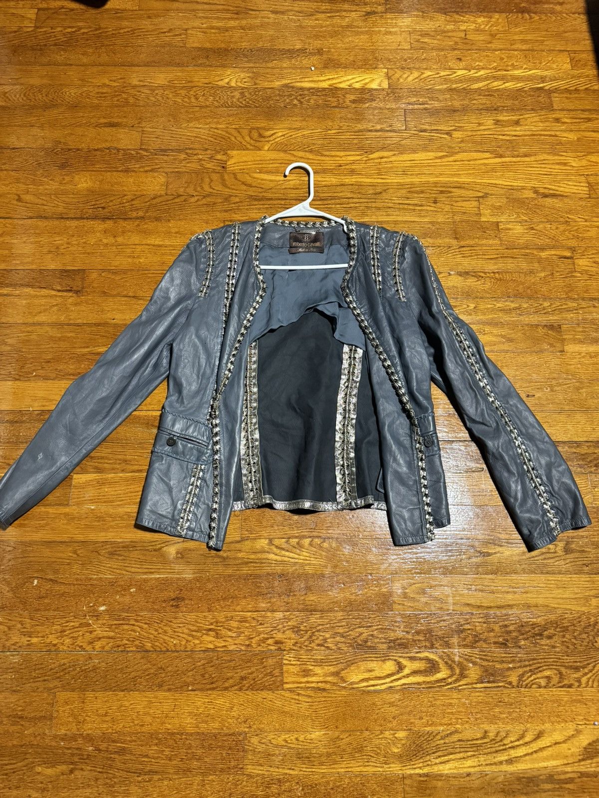 Roberto Cavalli Roberto Cavalli Jacket Leather Women Blue Size 46 Size L / US 10 / IT 46 - 1 Thumbnail