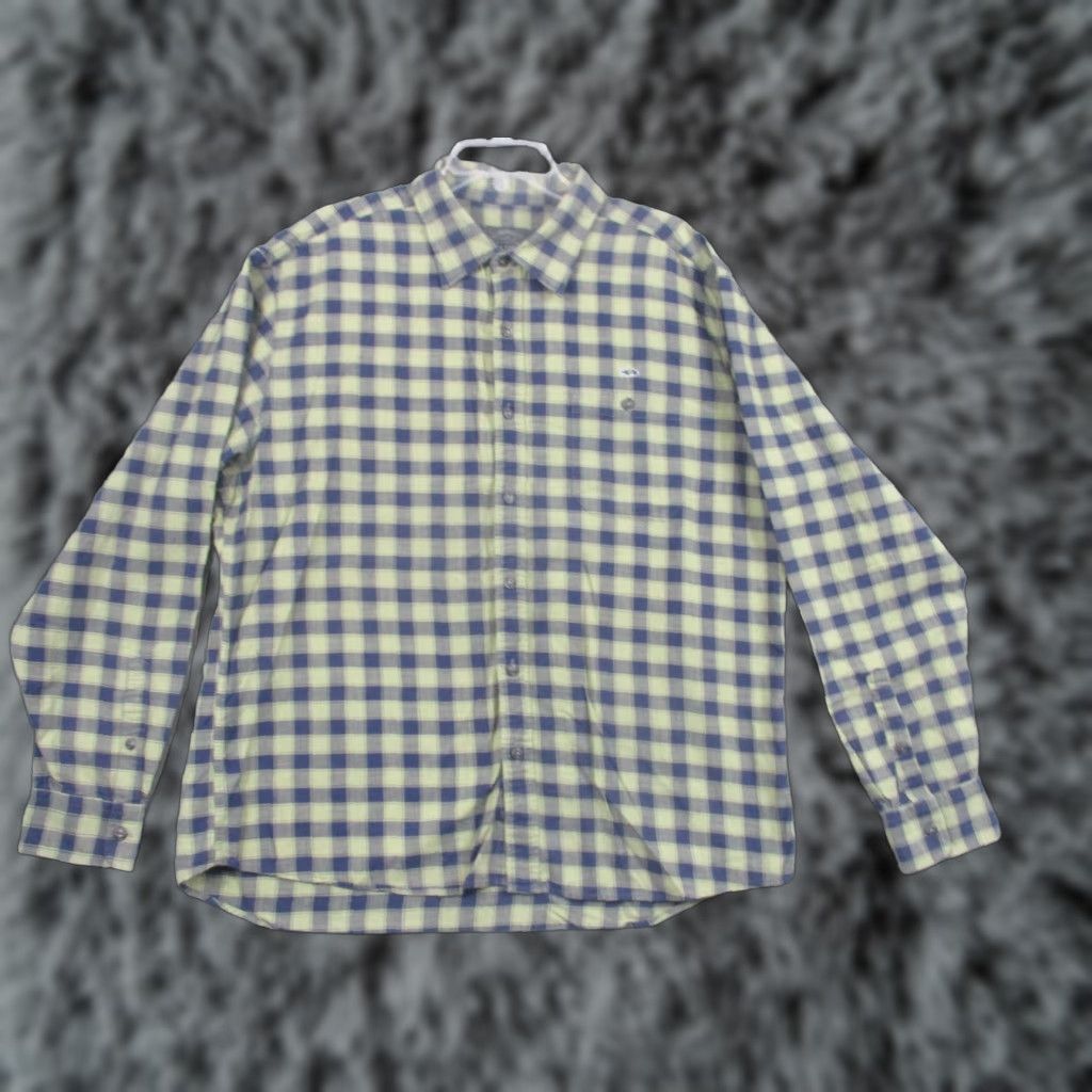 Vintage Fish Hippie Shirt Mens 2XL Blue Check Twill Rumfront Collection Long Sleeve Button-Up Casual with Pocket Embroidered Fish Logo Size US XXL / EU 58 / 5 - 1 Thumbnail