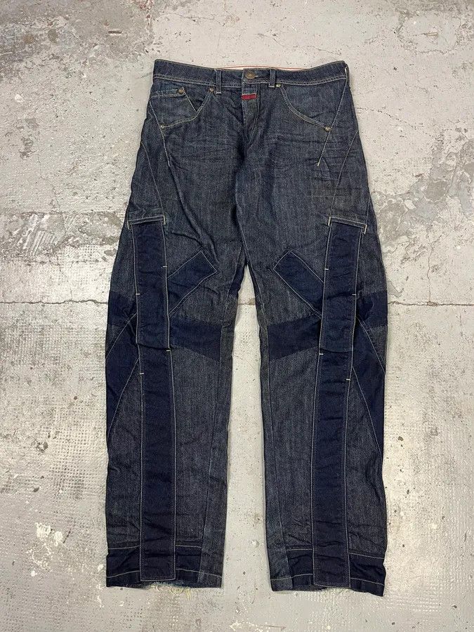 Marithe + Francois Girbaud SS2006 Marithé + François Girbaud Navy Structural Brut Denim Jeans Size US 34 / EU 50 - 3 Thumbnail
