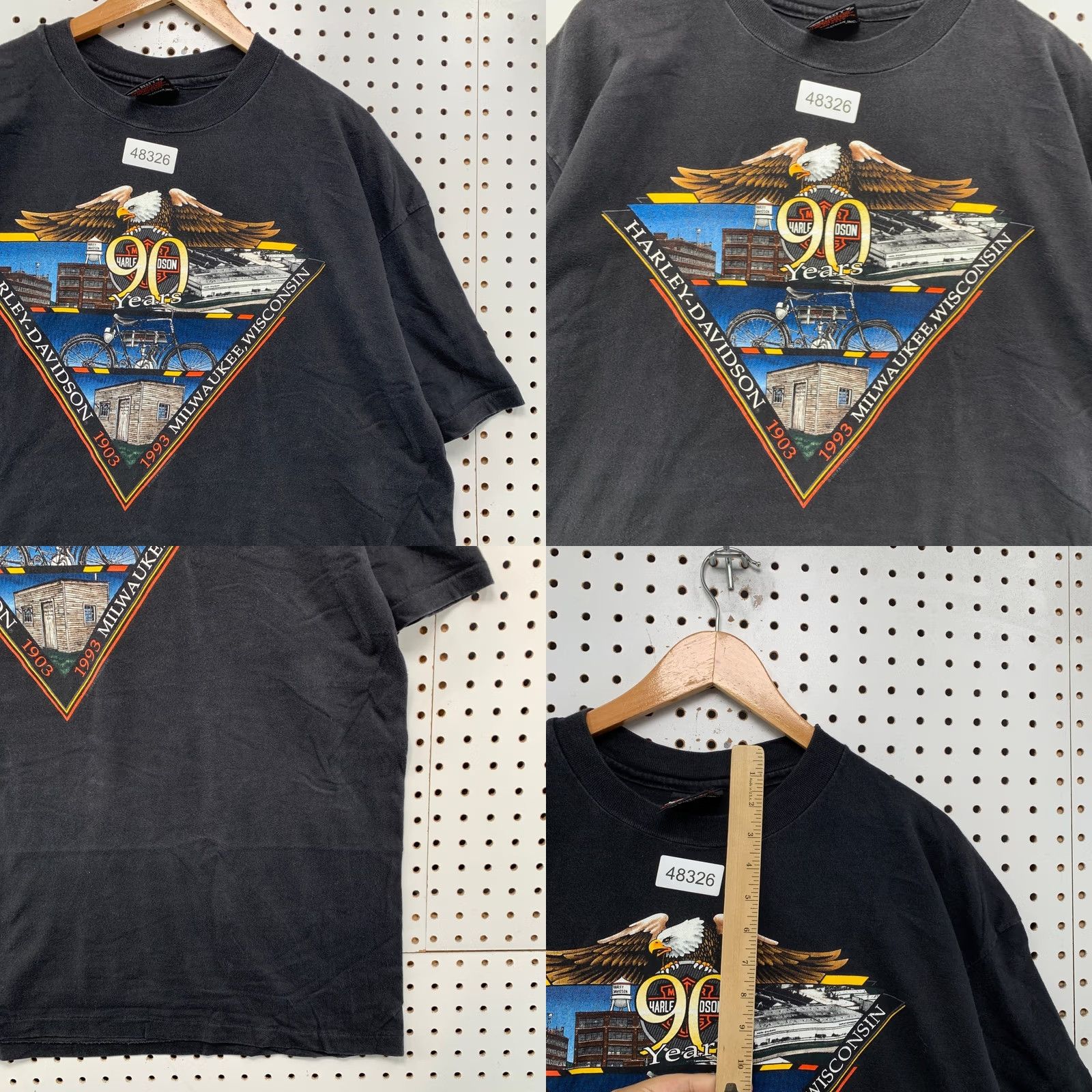 Harley Davidson VINTAGE Harley-Davidson 90th Anniversary T Shirt 2XL Black Mens Graphic Tee 90s USA Made Size US XXL / EU 58 / 5 - 8 Thumbnail