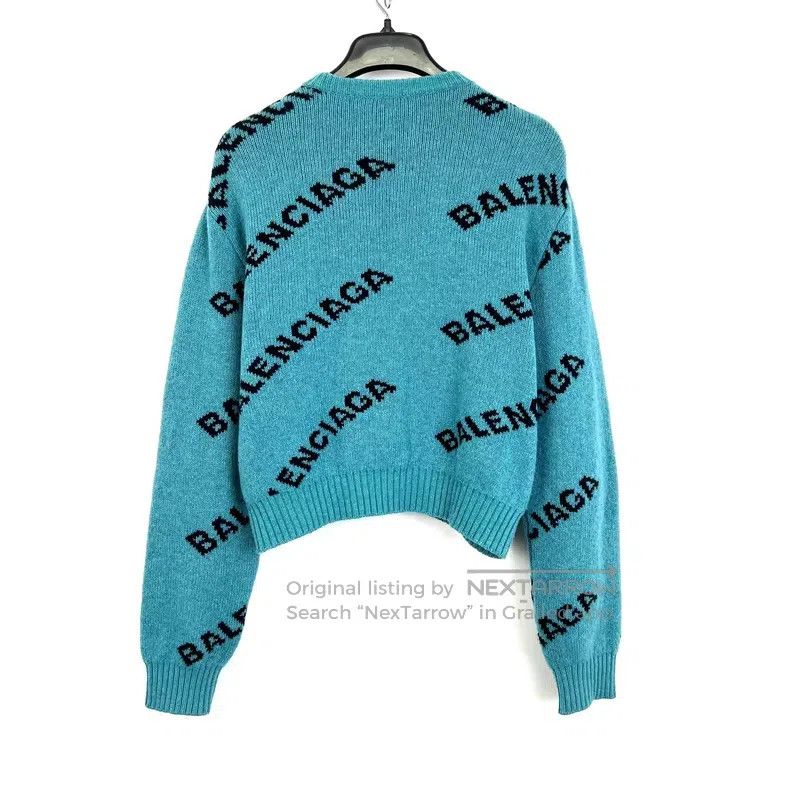 Balenciaga Balenciaga Lake green full print barrage logo round-neck w Size XS / US 0-2 / IT 36-38 - 3 Thumbnail