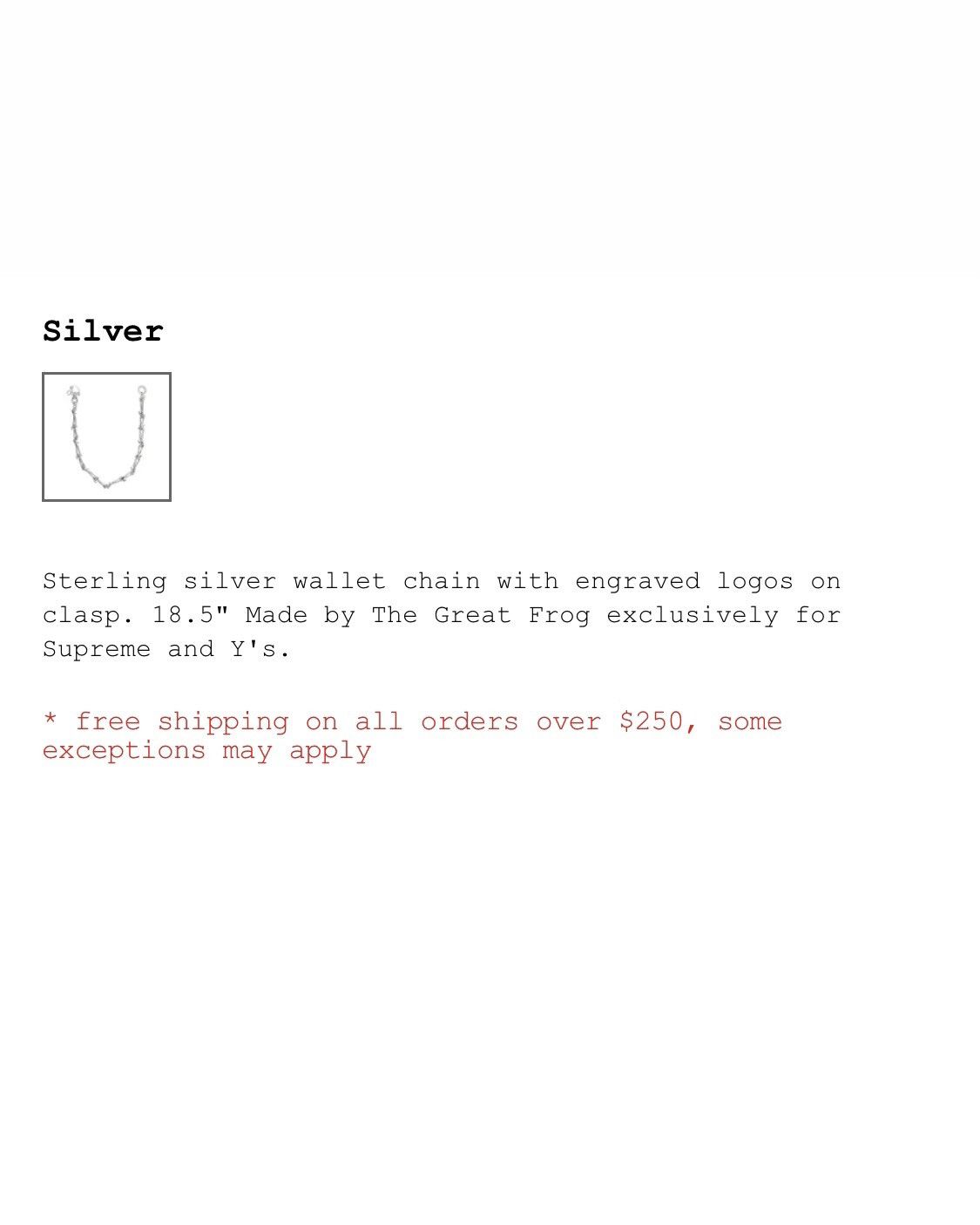 Supreme × Yohji Yamamoto Supreme x Y’s Yohji Yamamoto Silver Wallet Chain Size ONE SIZE - 8 Thumbnail