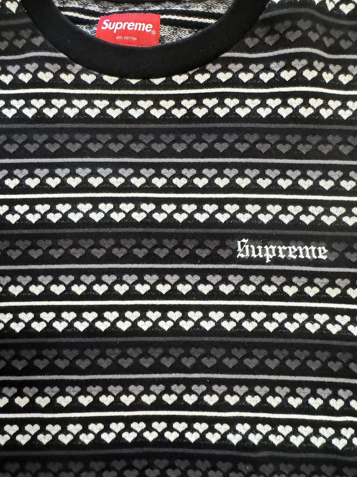 Supreme Supreme stripped black white and grey heart 🩶 Size US M / EU 48-50 / 2 - 2 Thumbnail