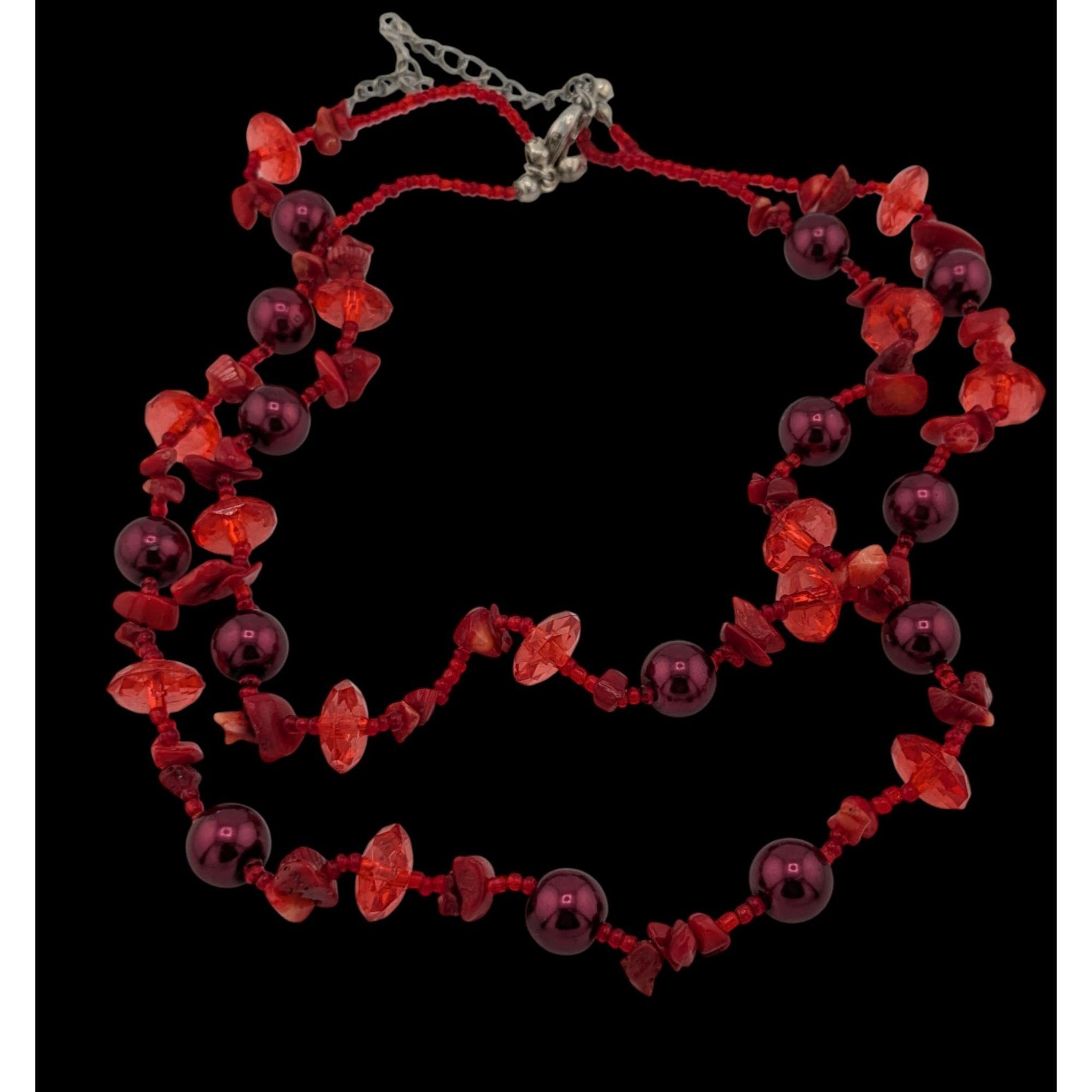 Other Vintage Red Beaded Glass Shell And Pearl Beaded Necklace Size ONE SIZE - 1 Thumbnail