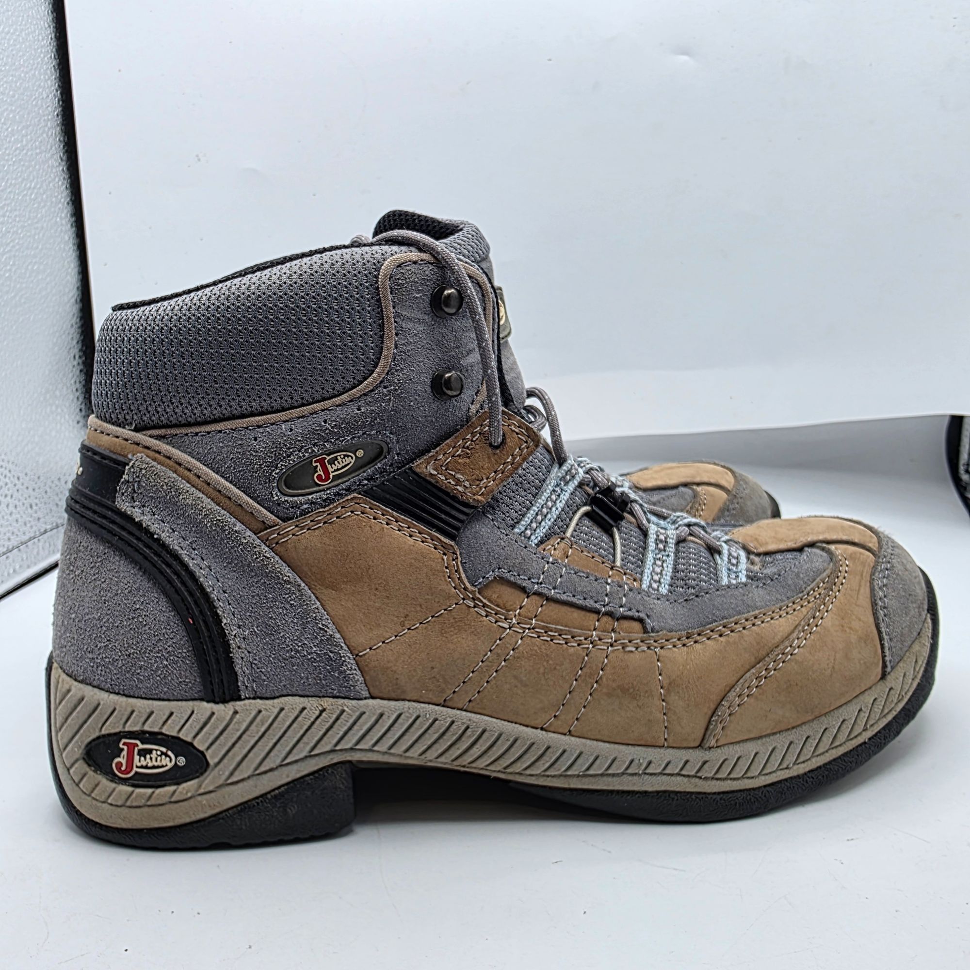 Justin Justin Womens Size 8.5 Gray Leather Upper Hiking Boots Outdo Size US 8.5 / IT 38.5 - 12 Thumbnail