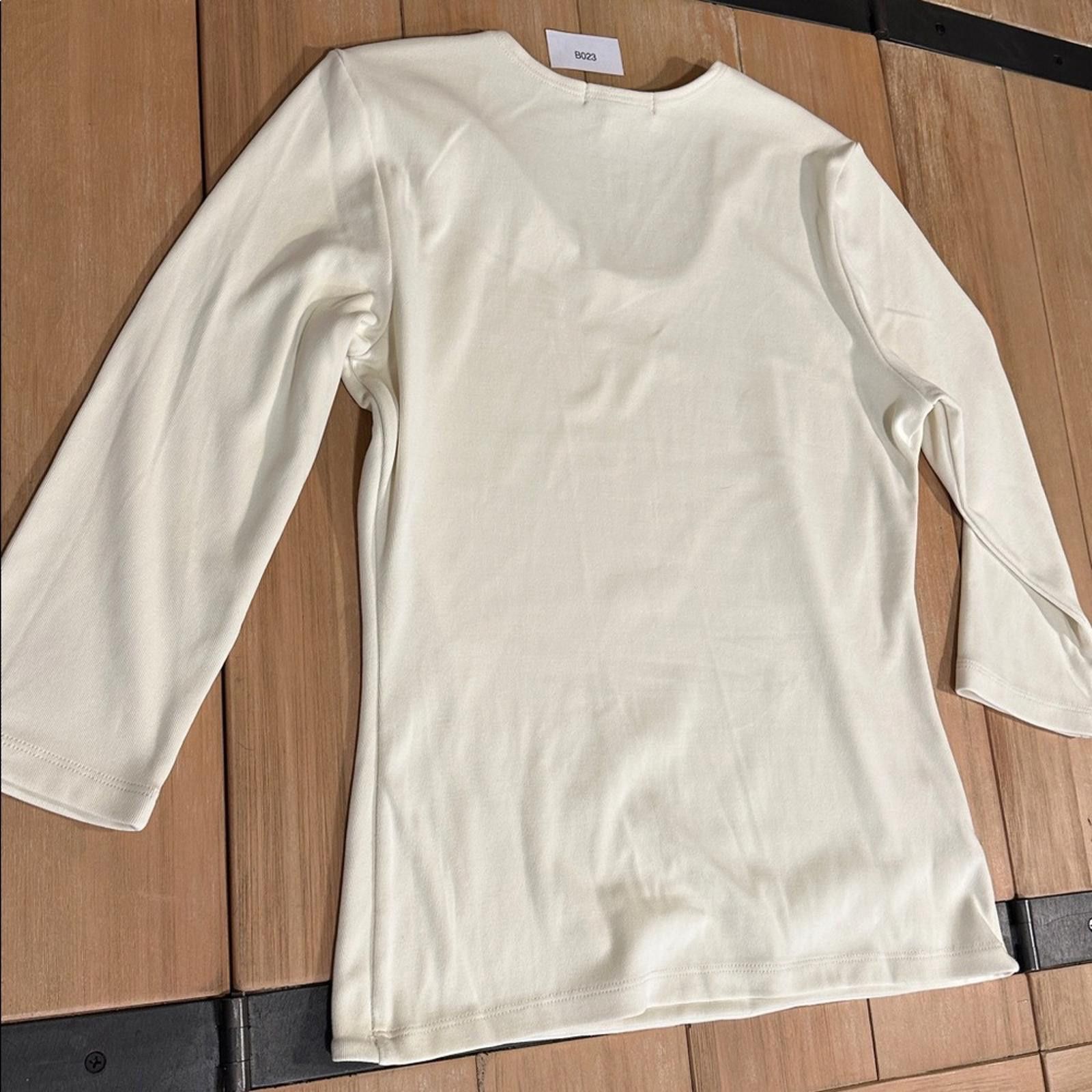 Chicos Carilyn Vaile M Creamy soft 3/4 Sleeve Old Money Luxury Size M / US 6-8 / IT 42-44 - 6 Thumbnail