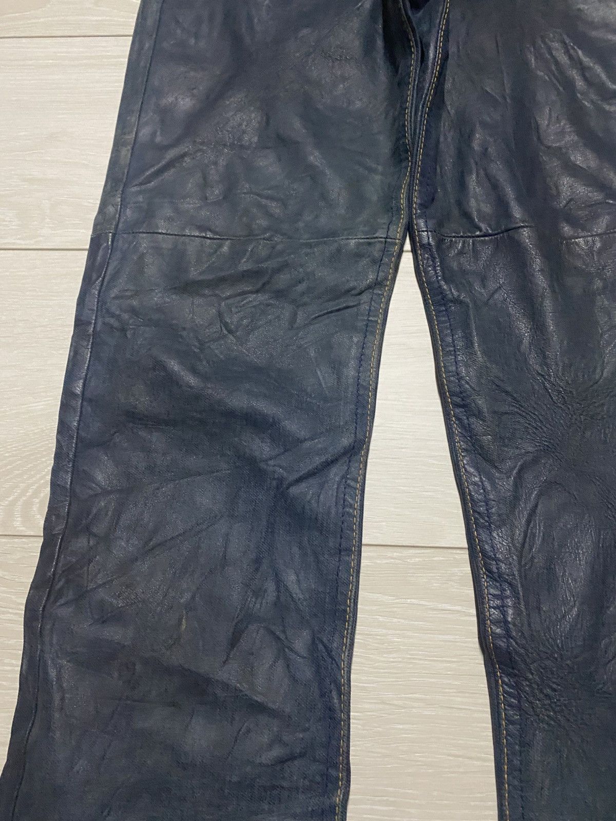 Number (N)ine Studio Design K Kondo Indigo Leather Pants Skinny Size US 27 - 7 Thumbnail