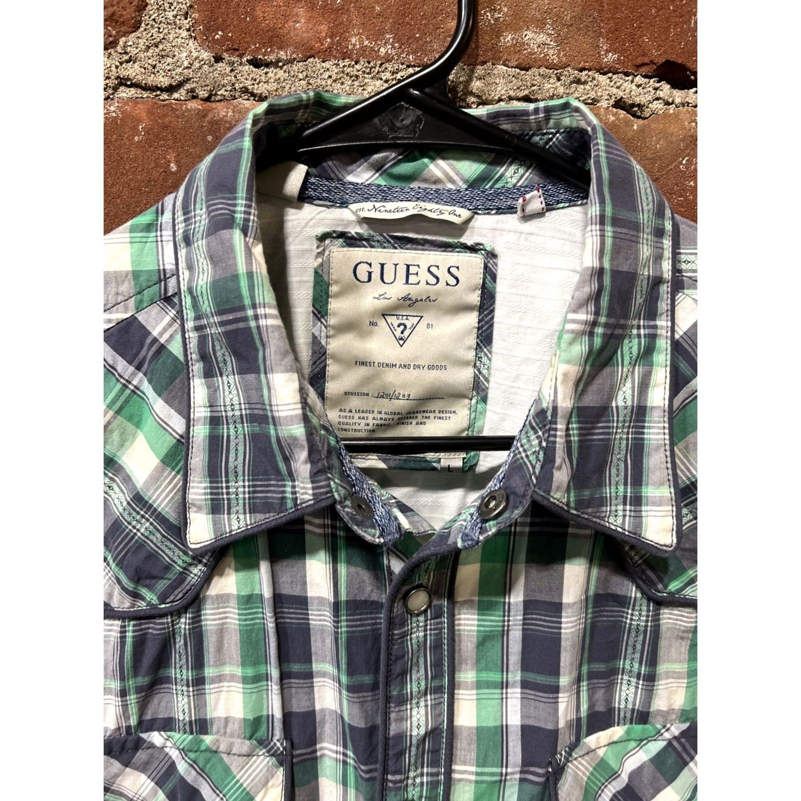 Guess GUESS SHIRT GREEN PLAID WESTERN PEARL SNAP MEDIUM MENS Size US M / EU 48-50 / 2 - 2 Thumbnail
