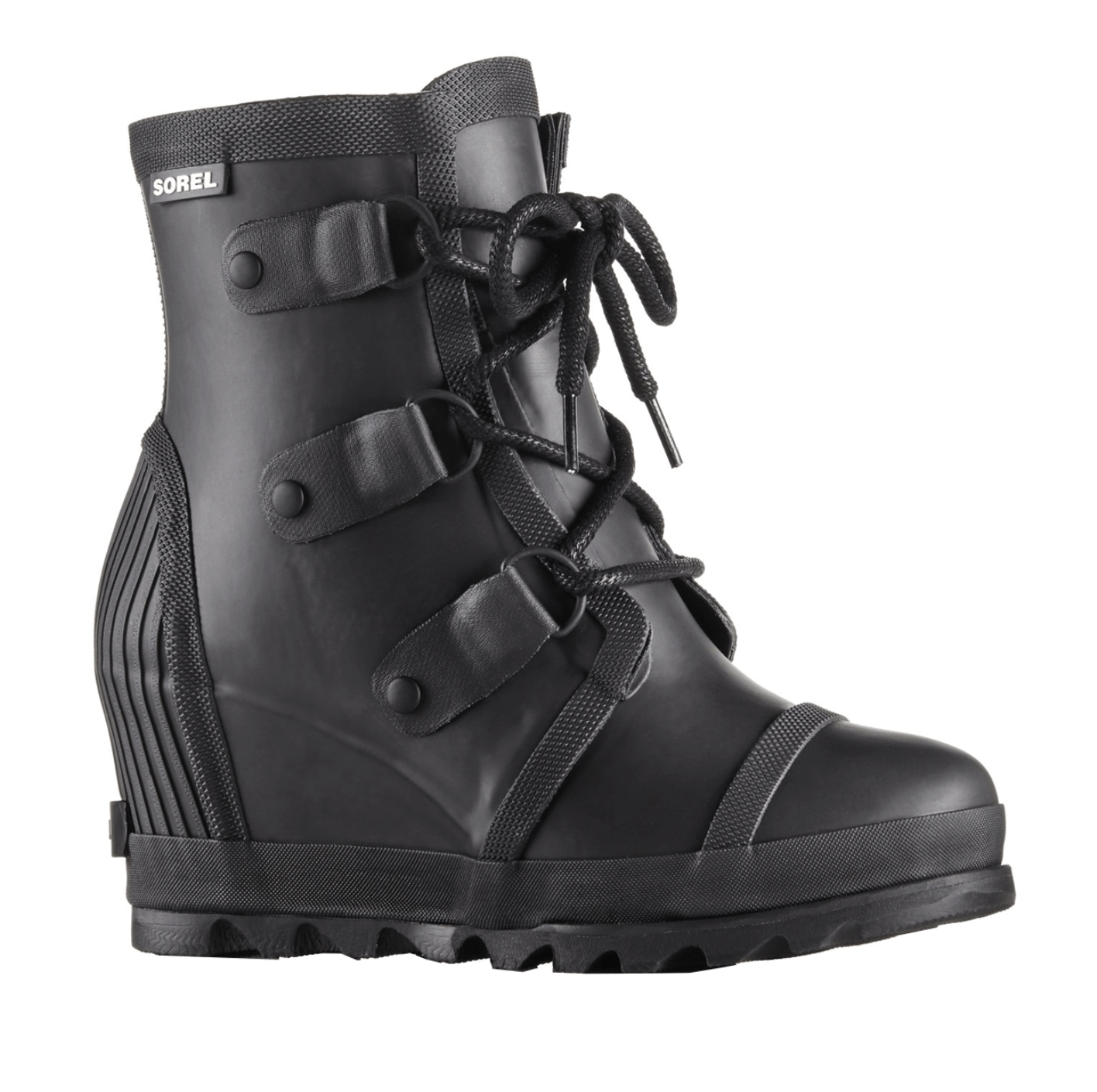 SOREL Joan Rain Wedge Lace Up Snow Winter Mid Heel Rubber Boots Size US 7 / IT 37 - 1 Thumbnail