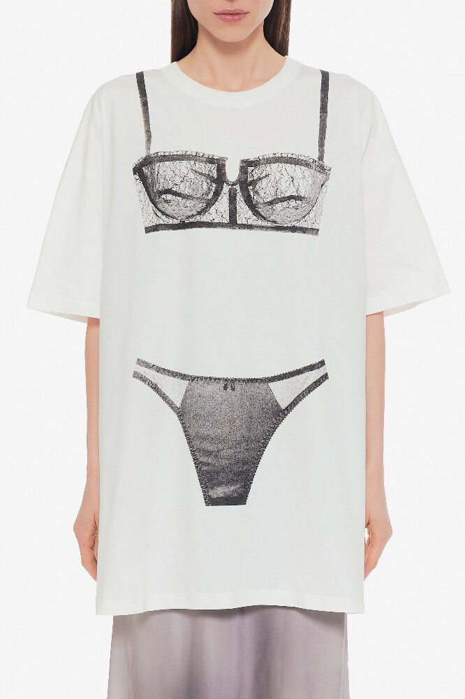 Vaquera Vaquera Lingerie Trompe L'Oeil T-Shirt Dress Size M / US 6-8 / IT 42-44 - 3 Thumbnail