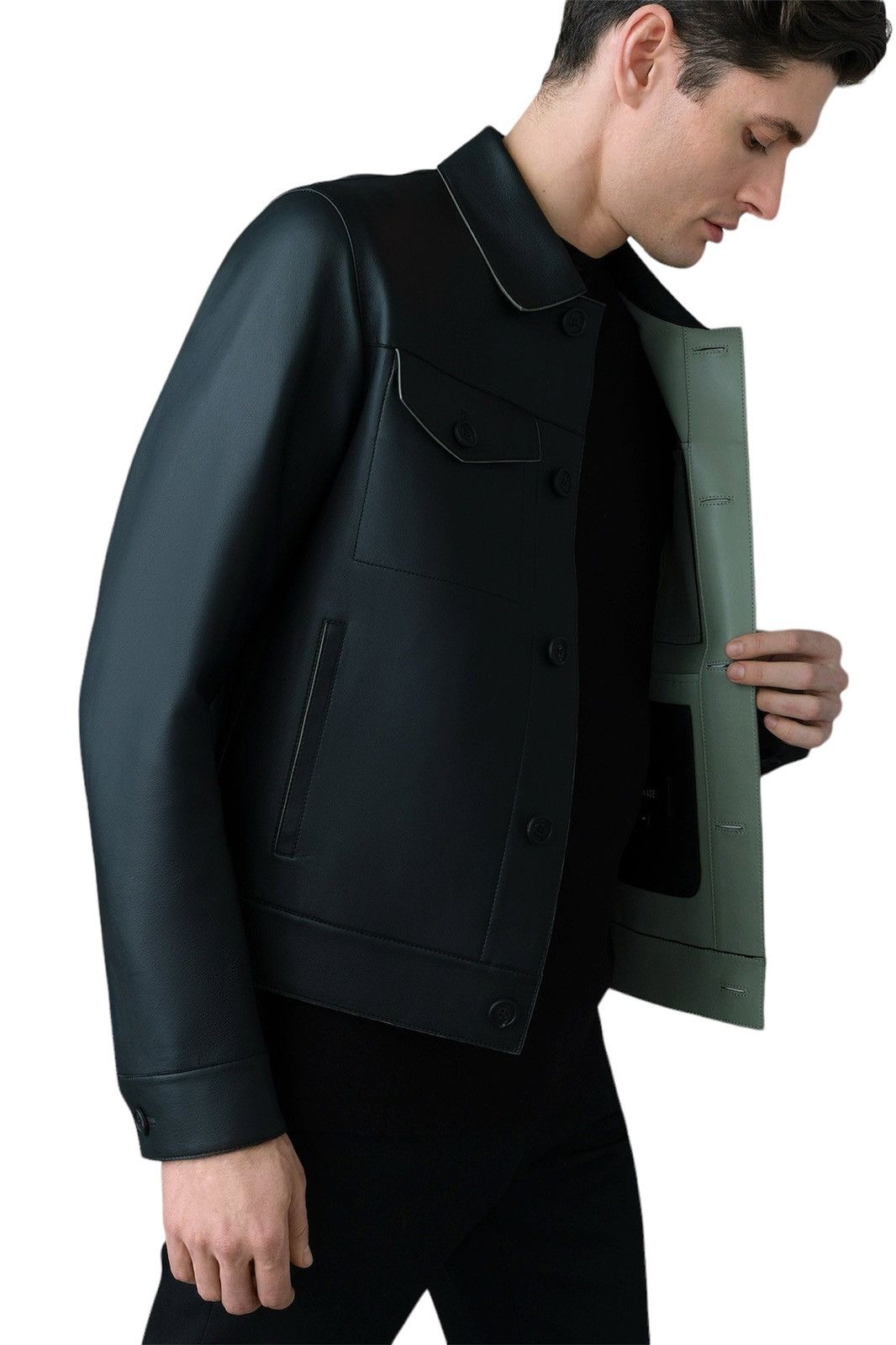 Mackage Mackage Black Leather Trucker Jacket Size US M / EU 48-50 / 2 - 7 Thumbnail