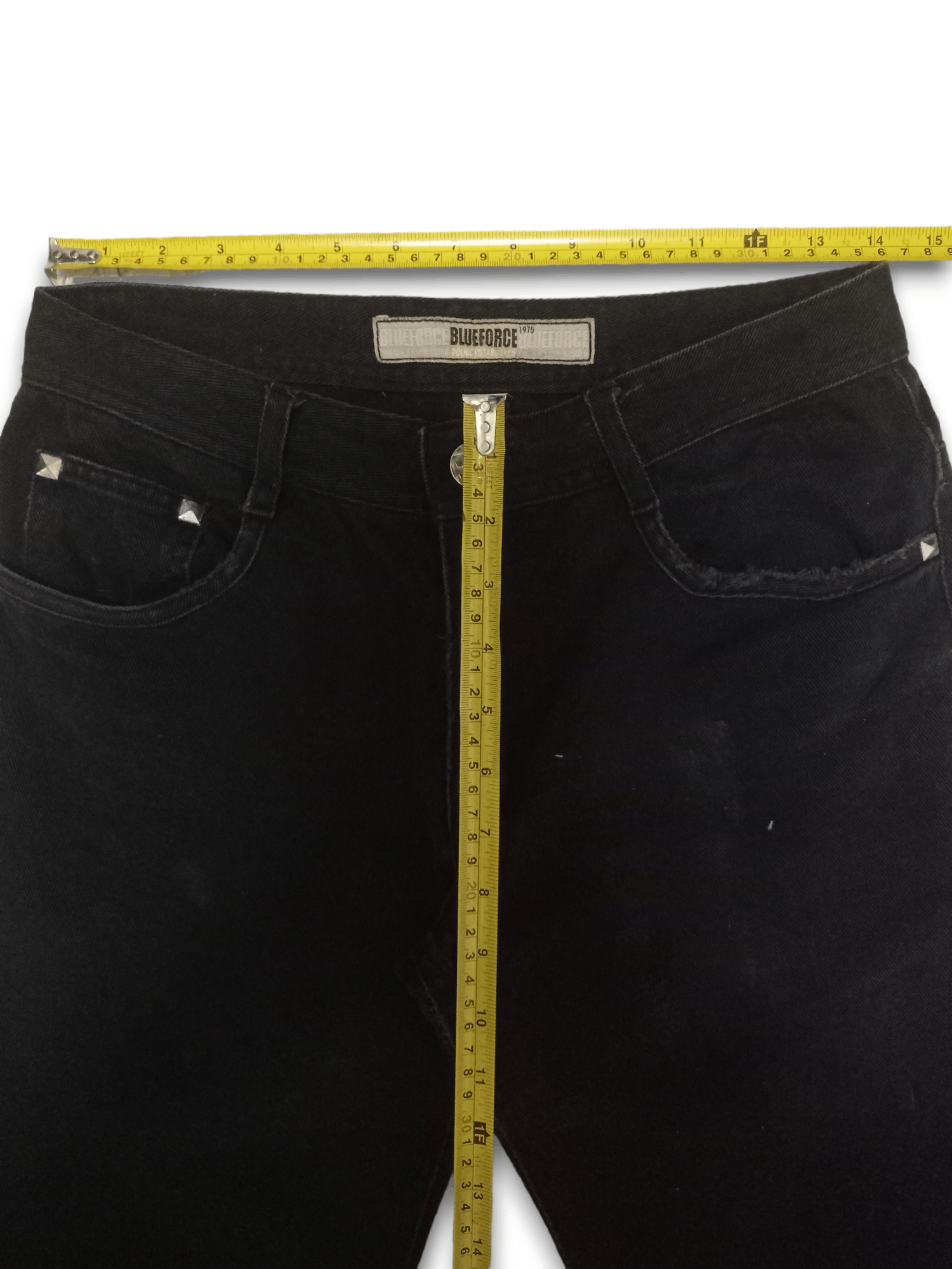 Japanese Brand Vintage Japanese Brand Studded Black Loose Jeans 28x29 Size US 28 / EU 44 - 8 Thumbnail