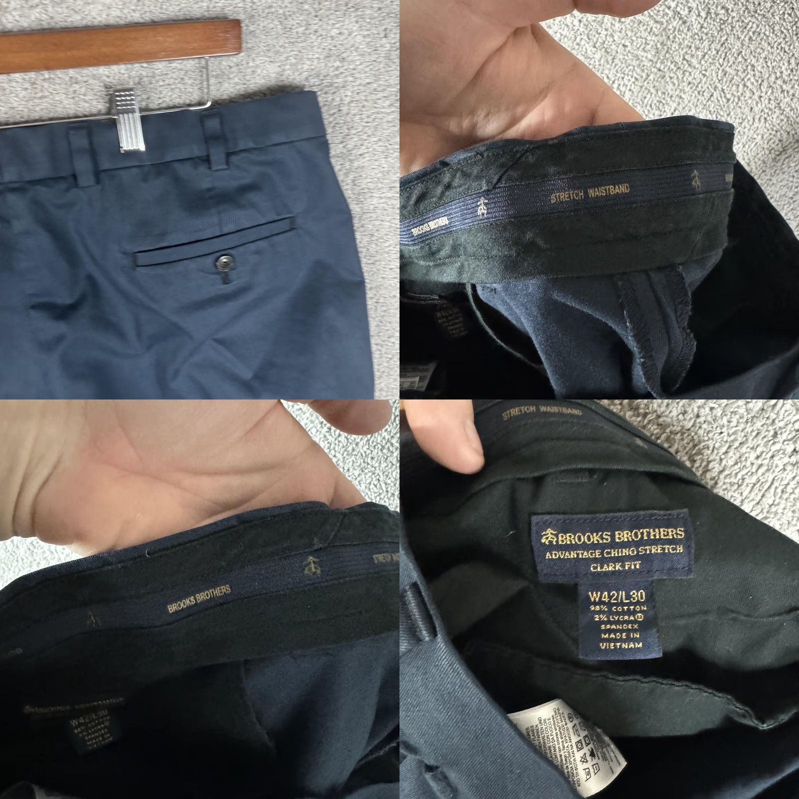 Brooks Brothers VINTAGE? No. Brooks Brothers Clark Fit Advantage Chino Pants Mens 42x30 Navy Blue Stretch Flat Front Pocketed Classic Office Casual Size US 42 / EU 58 - 9 Thumbnail