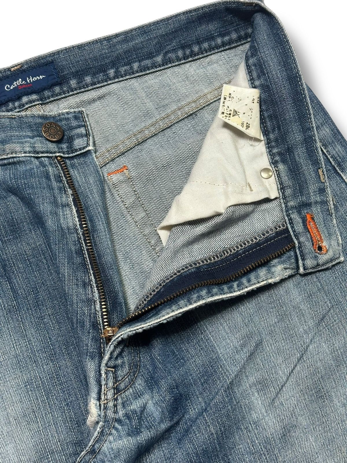 Vintage Cattle Horn Vintage Distressed Blue Denim Jeans Faded Wash Size US 33 - 12 Thumbnail