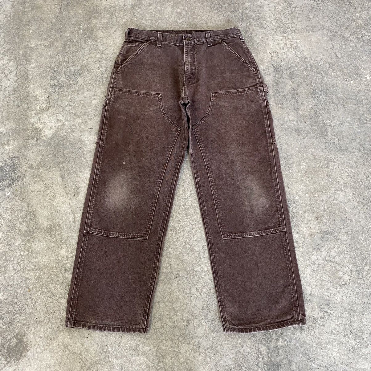 Carhartt × Vintage VTG Carhartt Double Knee Faded Brown Carpenter Work Pants Size US 34 / EU 50 - 1 Thumbnail