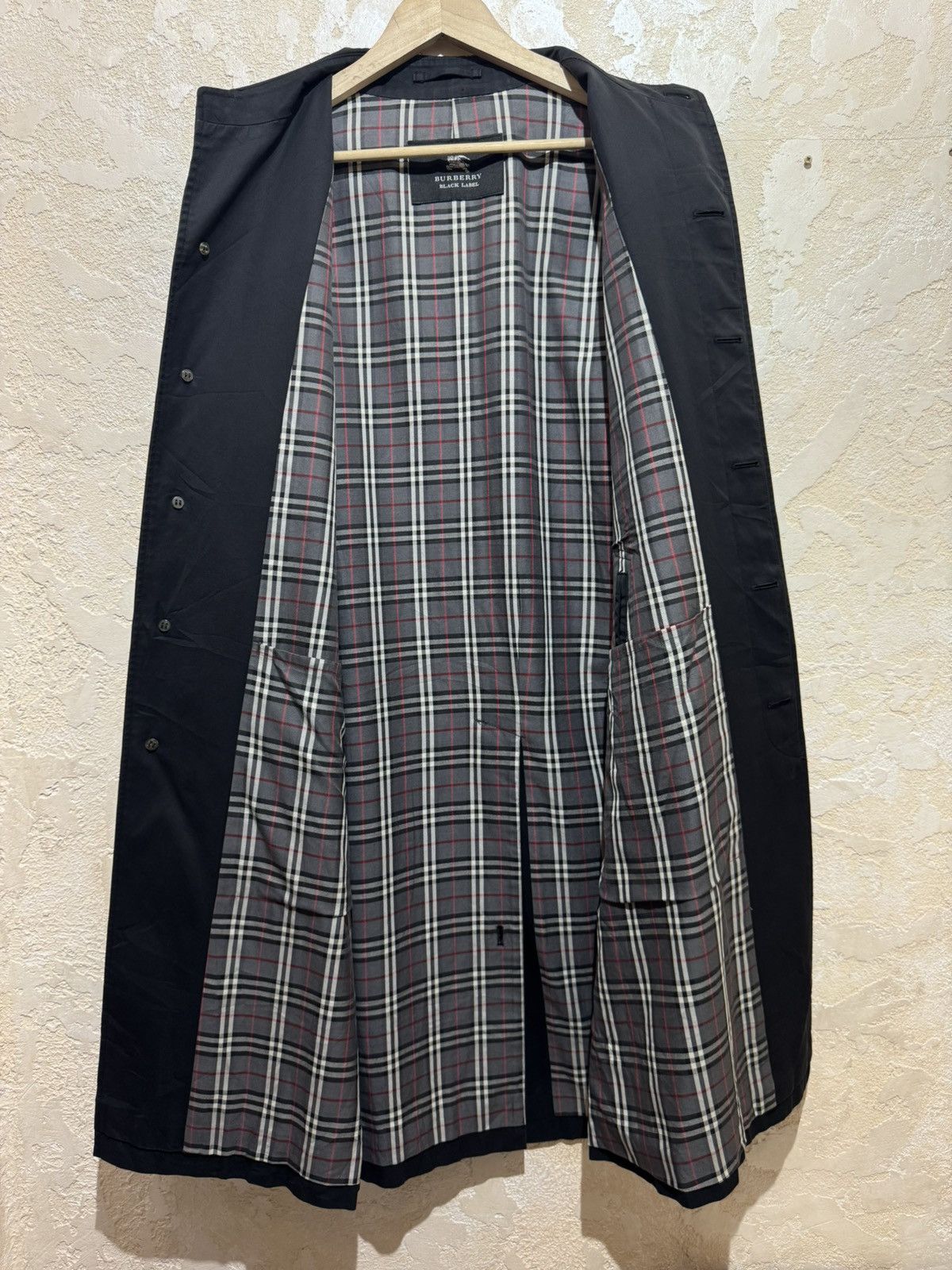 Burberry Black Label Black Nylon Long Coat Size M From Japan