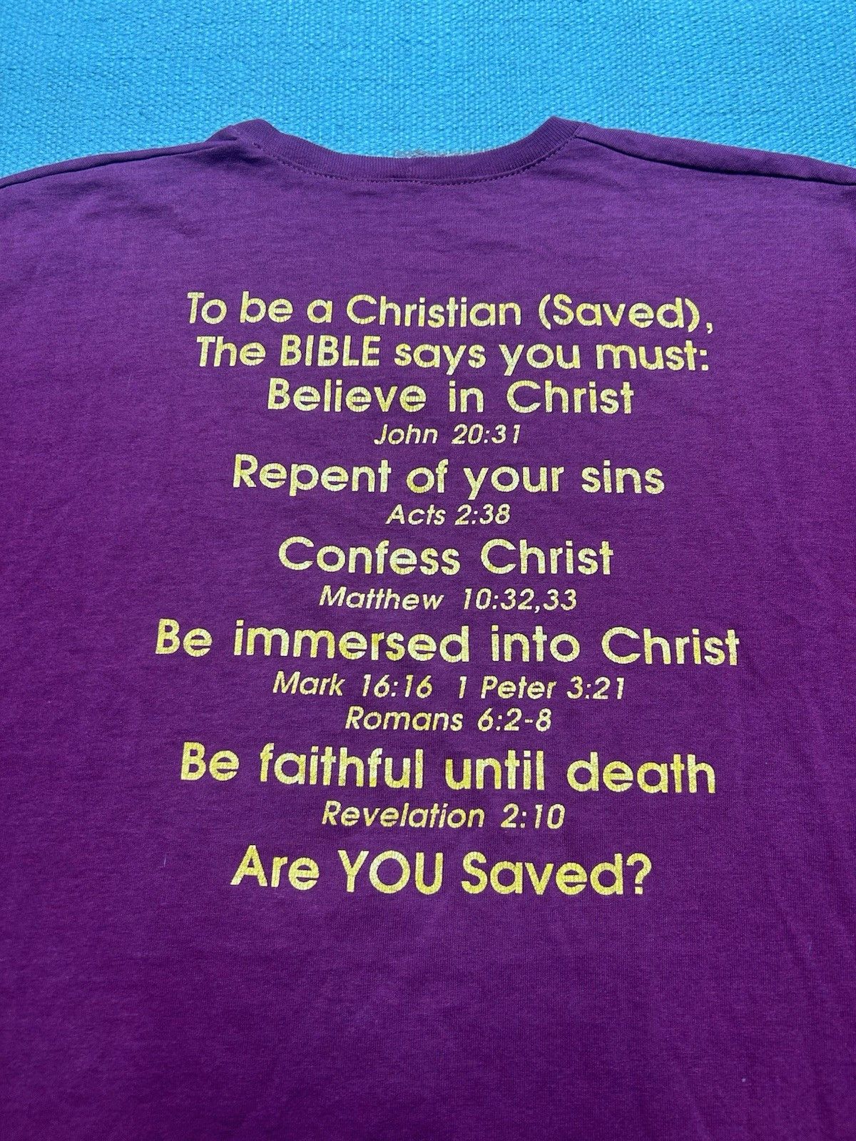 Vintage VTG 90s v neck t shirt Jesus god Christian single stitch L Size US L / EU 52-54 / 3 - 7 Thumbnail