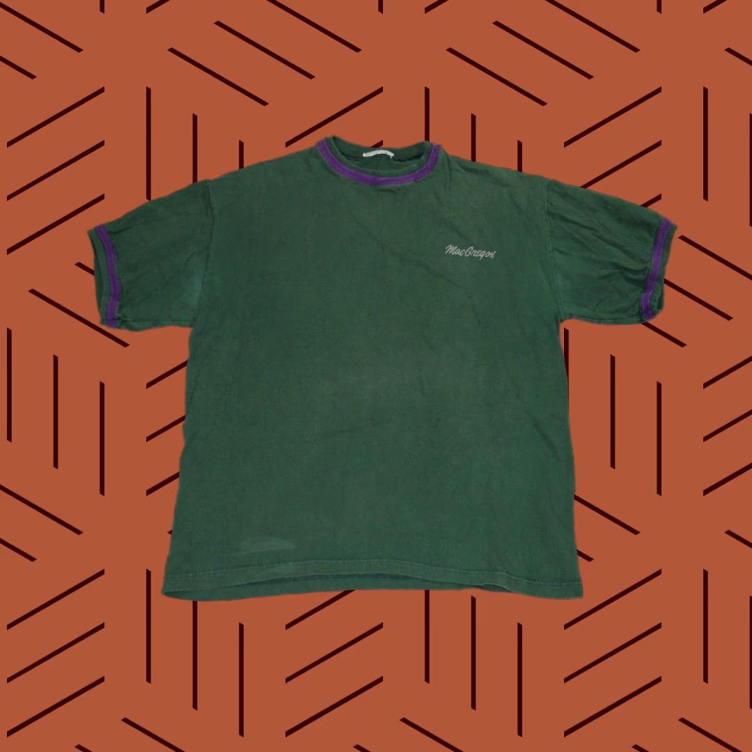 McGregor VINTAGE MacGregor 1990s Grunge Green Double Collar Short Sleeve T-Shirt XL Men Size US XL / EU 56 / 4 - 1 Thumbnail