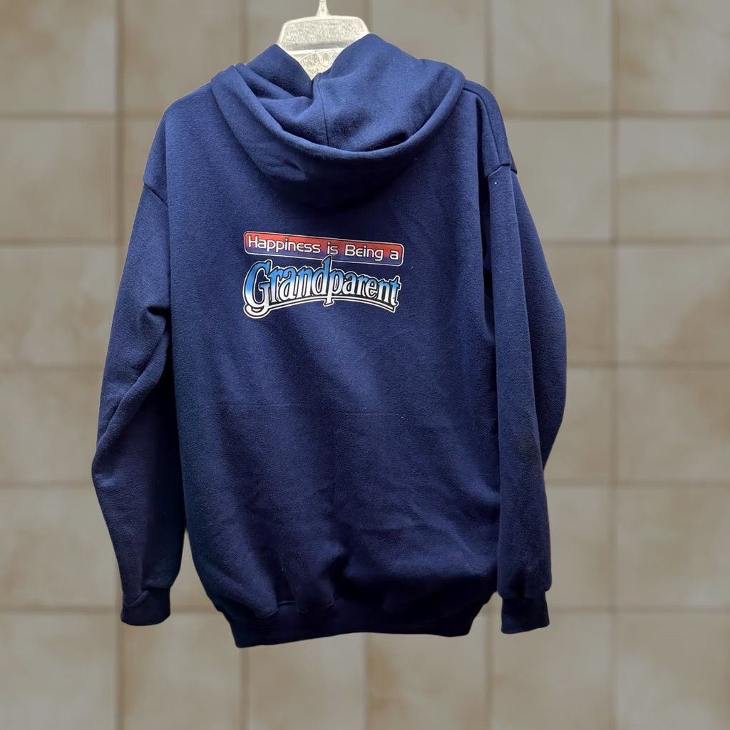 Vintage VINTAGE Grandparent Hoodie Adult Medium Blue Full Zip Thermal Mens Sweater 70s Hoodie Size US M / EU 48-50 / 2 - 1 Thumbnail