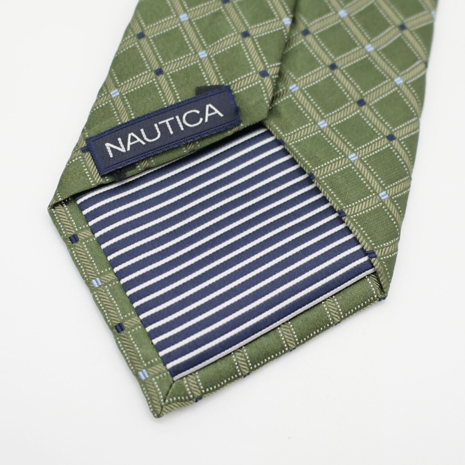 Nautica Nautica Green Woven Check Silk Tie Size ONE SIZE - 3 Thumbnail