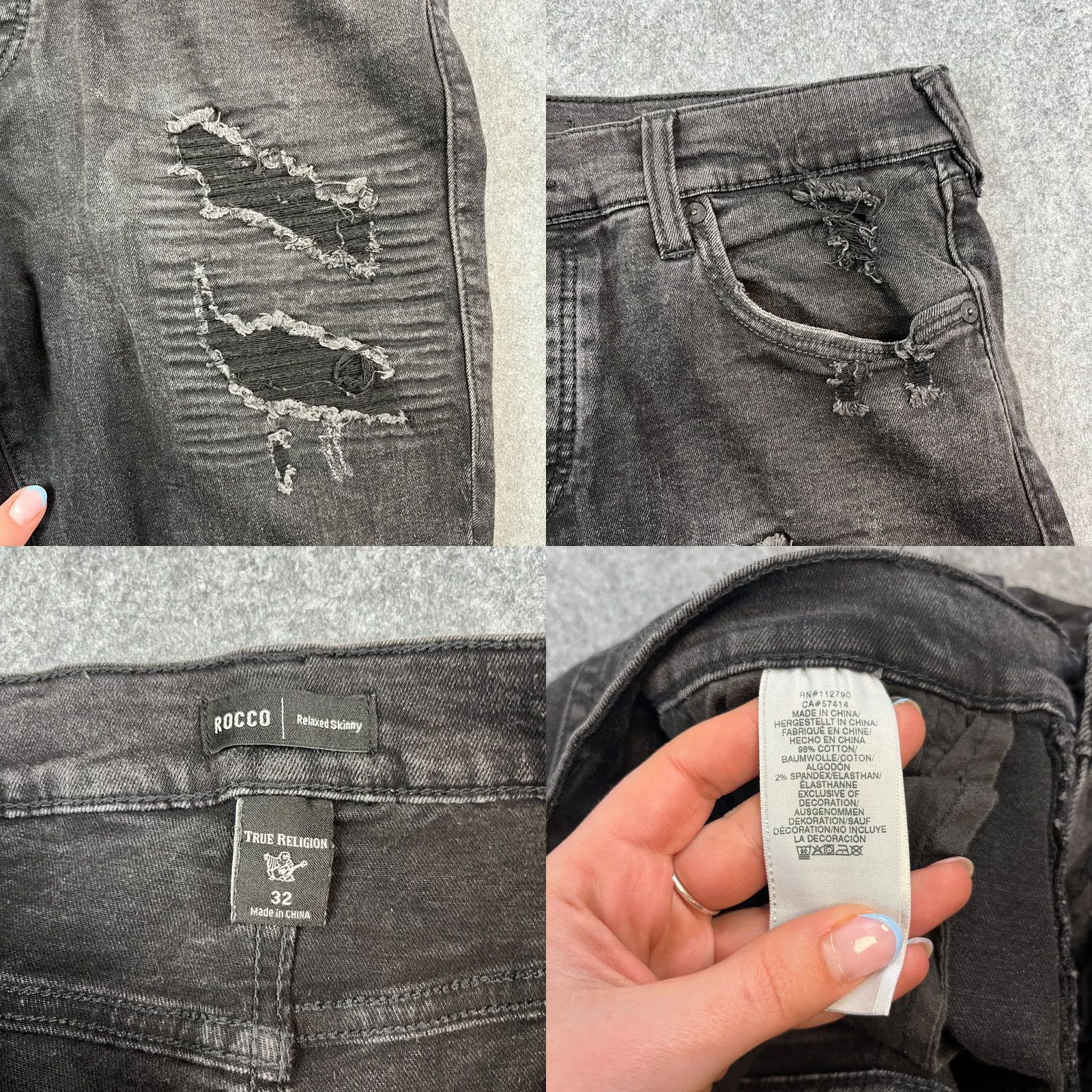 True Religion True Religion Jeans Relaxed Skinny 32 Dark Grey Denim 5-Pocket Rocco Men Fashion Vintage? No (adjusted) Size US 32 / EU 48 - 8 Thumbnail