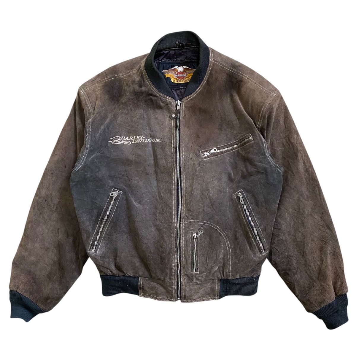 Harley Davidson 💥HARLEY DAVIDSON SUEDE LEATHER BOMBER JACKET Size US L / EU 52-54 / 3 - 3 Thumbnail