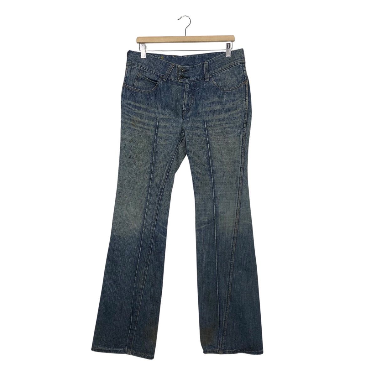 Japanese Brand Buffalo Jeans Y2K Moto Seam Denim — Early 2000s Archive Fade Size 33" - 2 Thumbnail