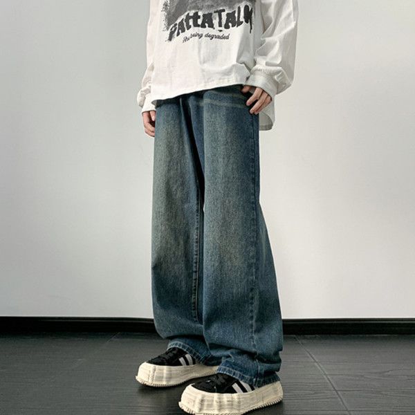 Men's wide-leg loose straight jeans
