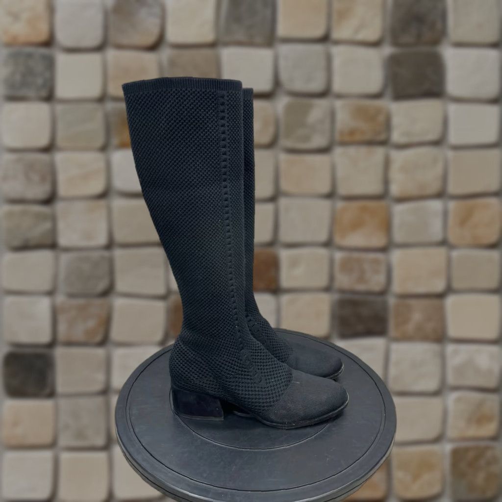 Eileen Fisher Eileen Fisher Boots Womens Size 7 Alas Tall Graphite Stretch Knit Knee High Size US 7 / IT 37 - 1 Thumbnail