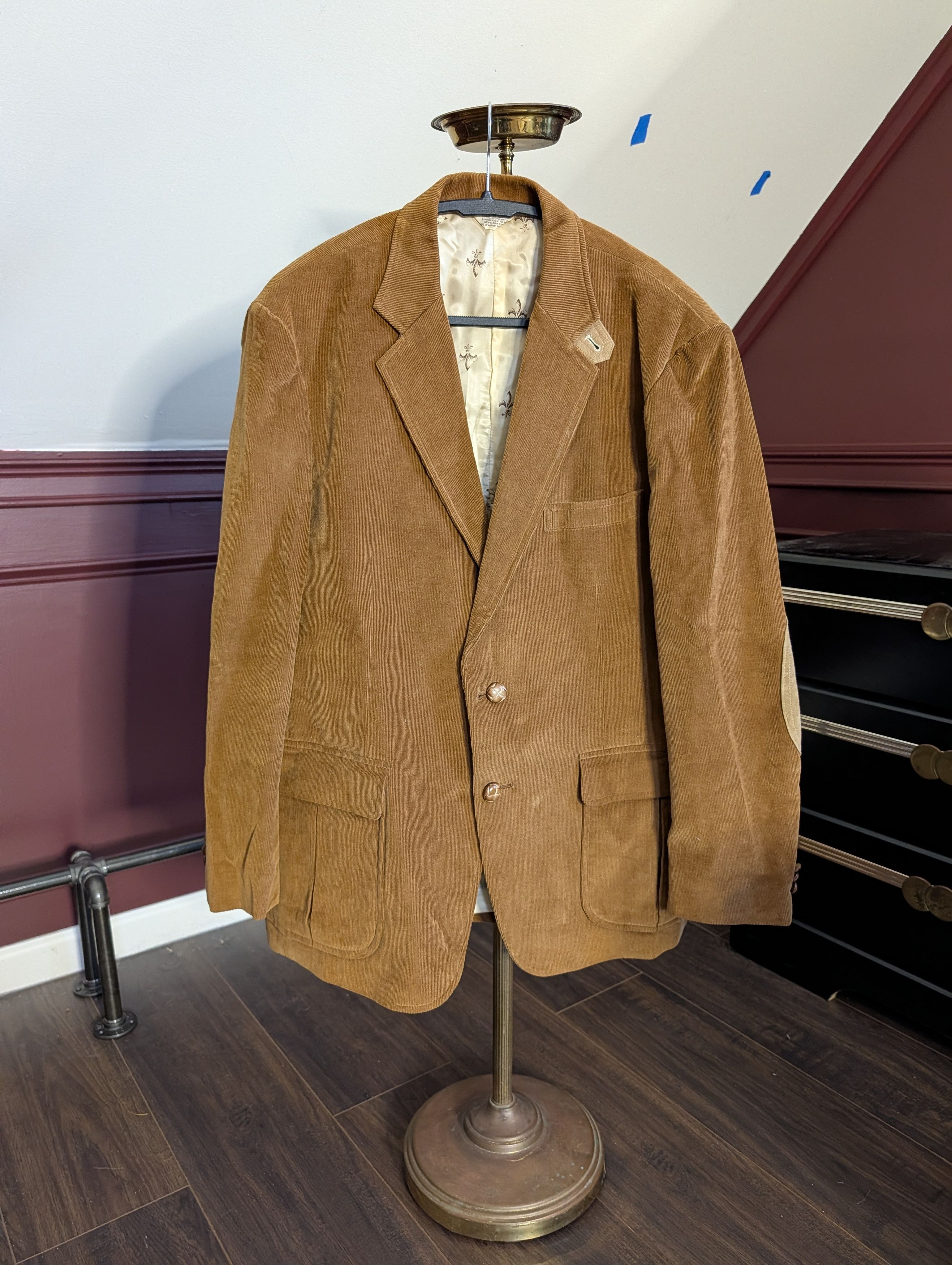 Japanese Brand KENTFIELD vtg corduroy elbow patch suede jacket fleur de lis Size 42R - 1 Thumbnail