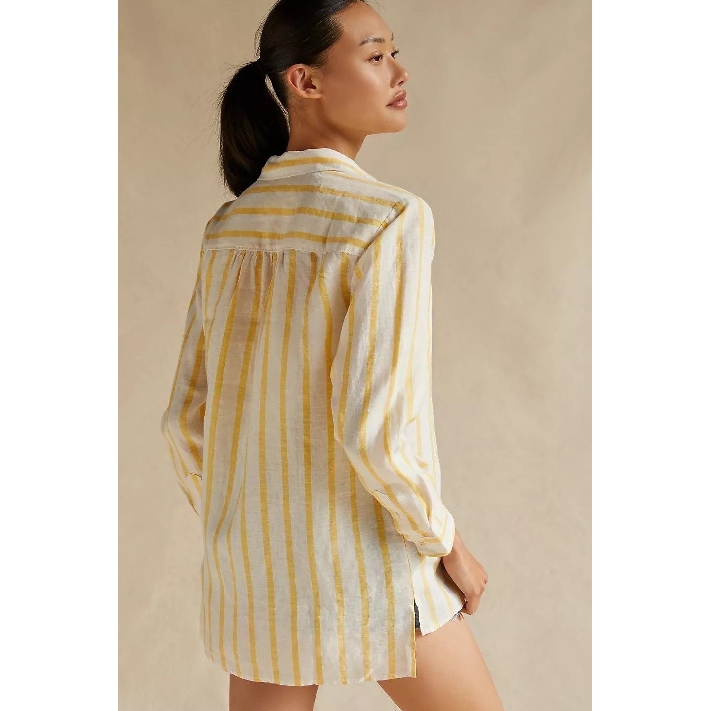 Anthropologie Maeve Striped Button Down Beach Cover-Up Top Size XS / US 0-2 / IT 36-38 - 4 Thumbnail