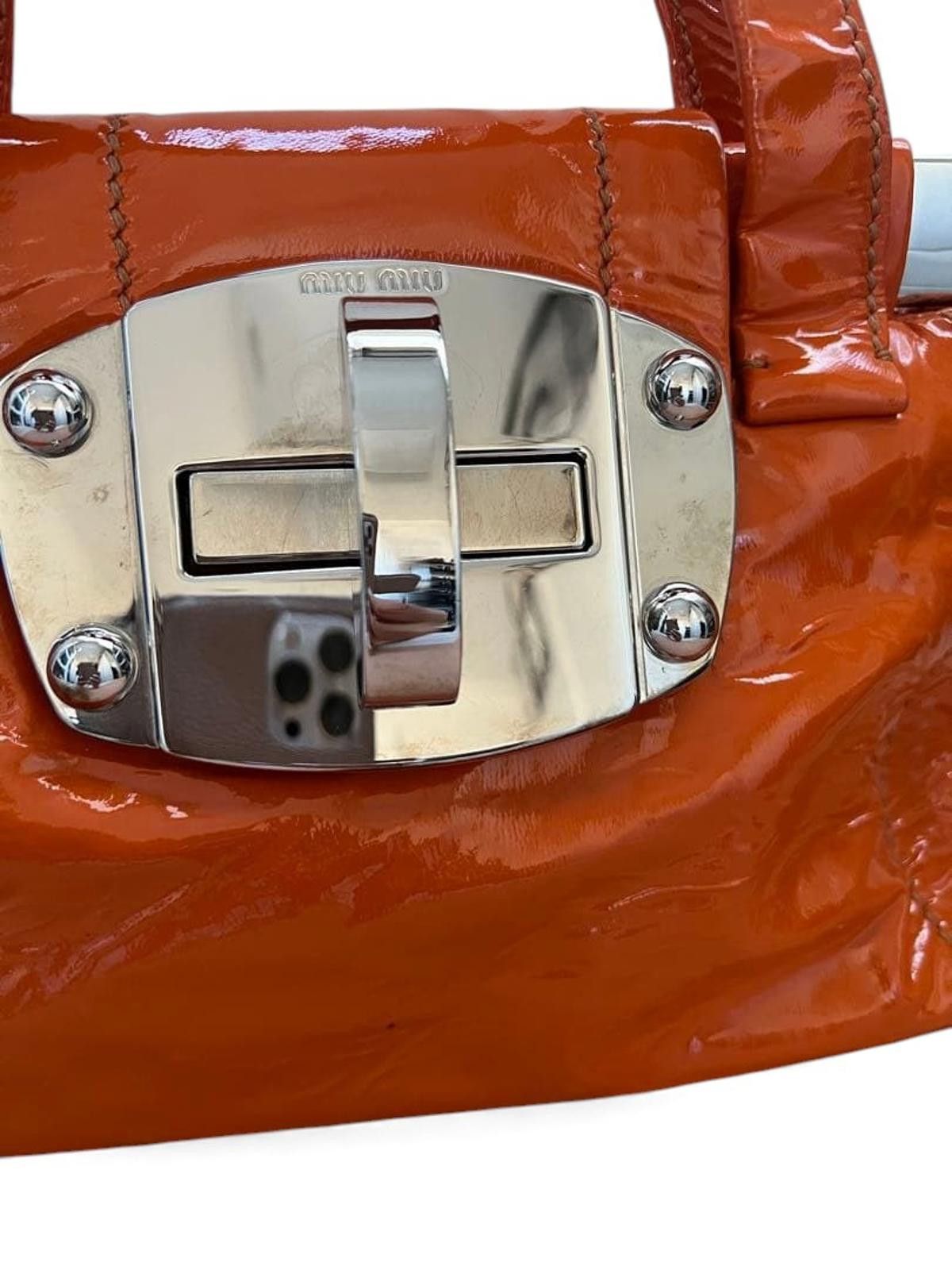 Miu Miu Miu Miu - Patent Leather Satchel Bag in Orange Size ONE SIZE - 4 Thumbnail