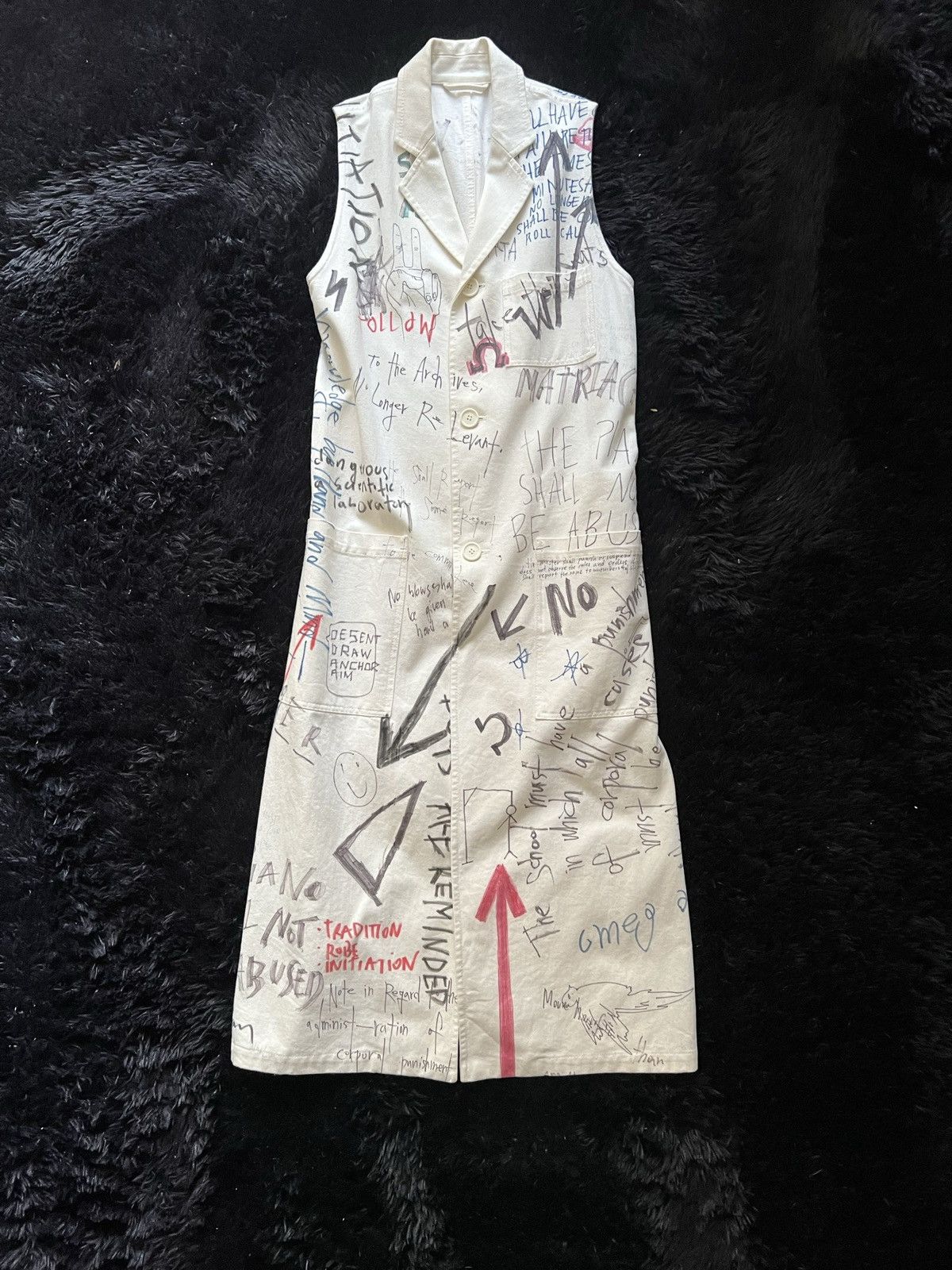 Raf Simons Sleeveless Graffiti Labcoat Fall 2015 Size US S / EU 44-46 / 1 - 1 Thumbnail
