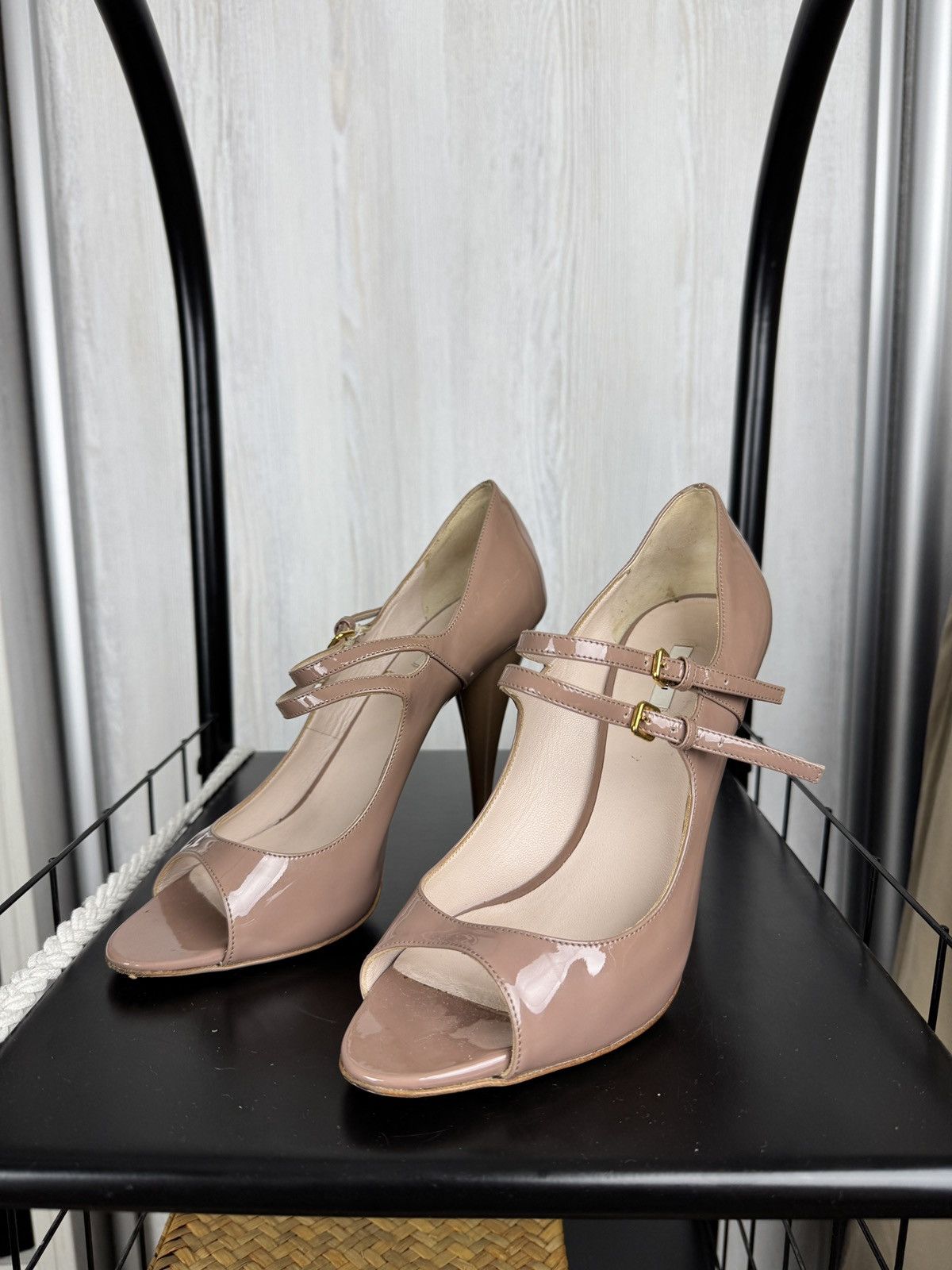 Miu Miu Miu Miu Nude Patent Leather Sandals Heels In Size 39.5 Size US 9.5 / IT 39.5 - 7 Thumbnail