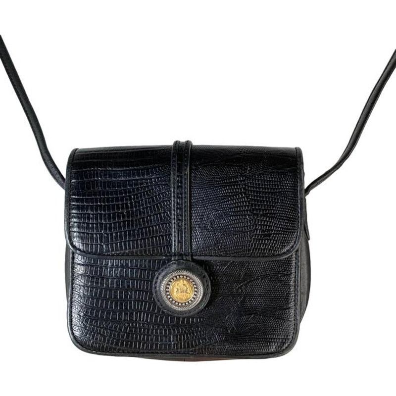 One World By Brighton Croc Embossed Crossbody Bag in Black, Men's