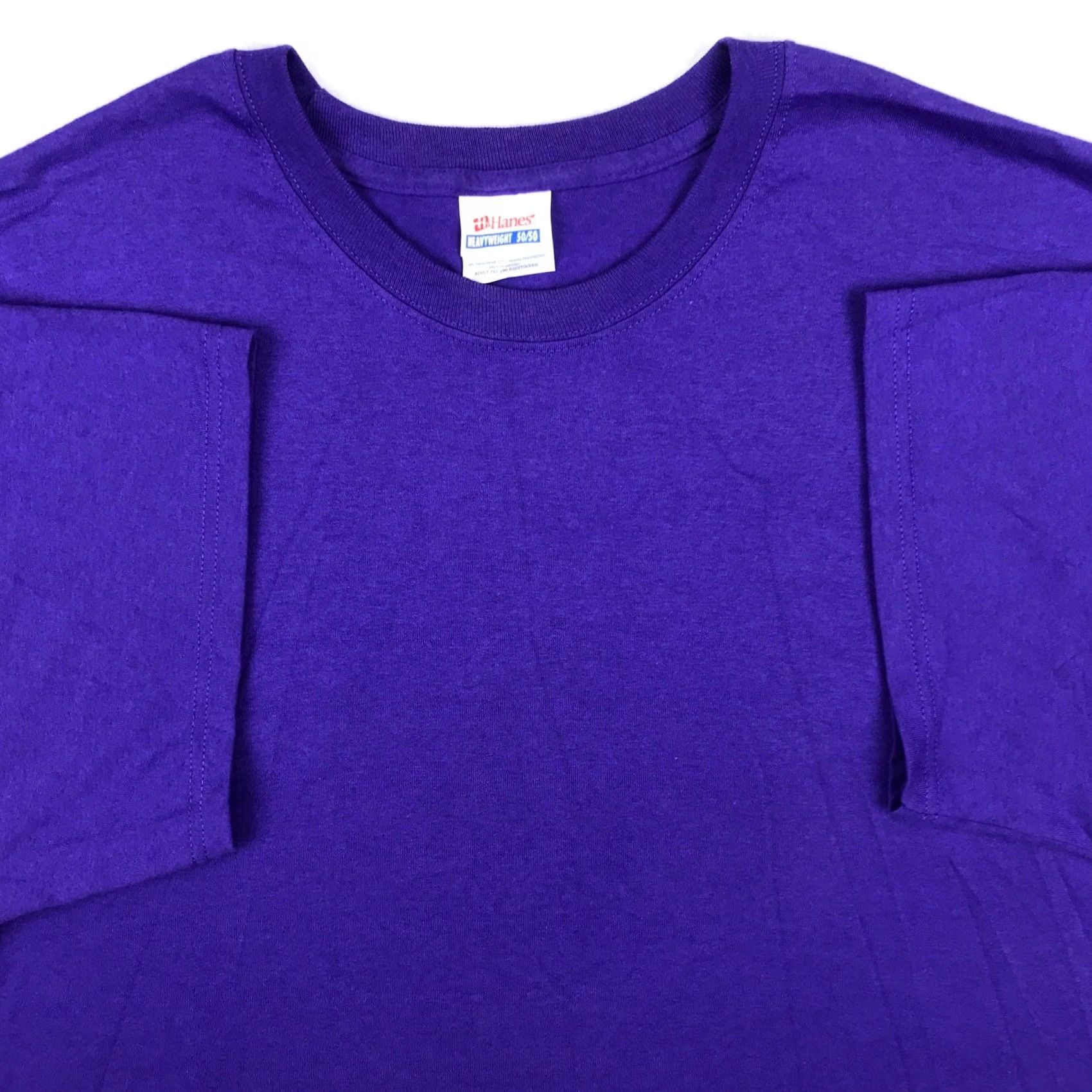 Hanes VINTAGE Hanes T-Shirt 2XL Purple Crew Neck Short Sleeve Cotton Blend Solid Mens 90s 80s Surf Beach Rock NOS Size US XXL / EU 58 / 5 - 2 Thumbnail