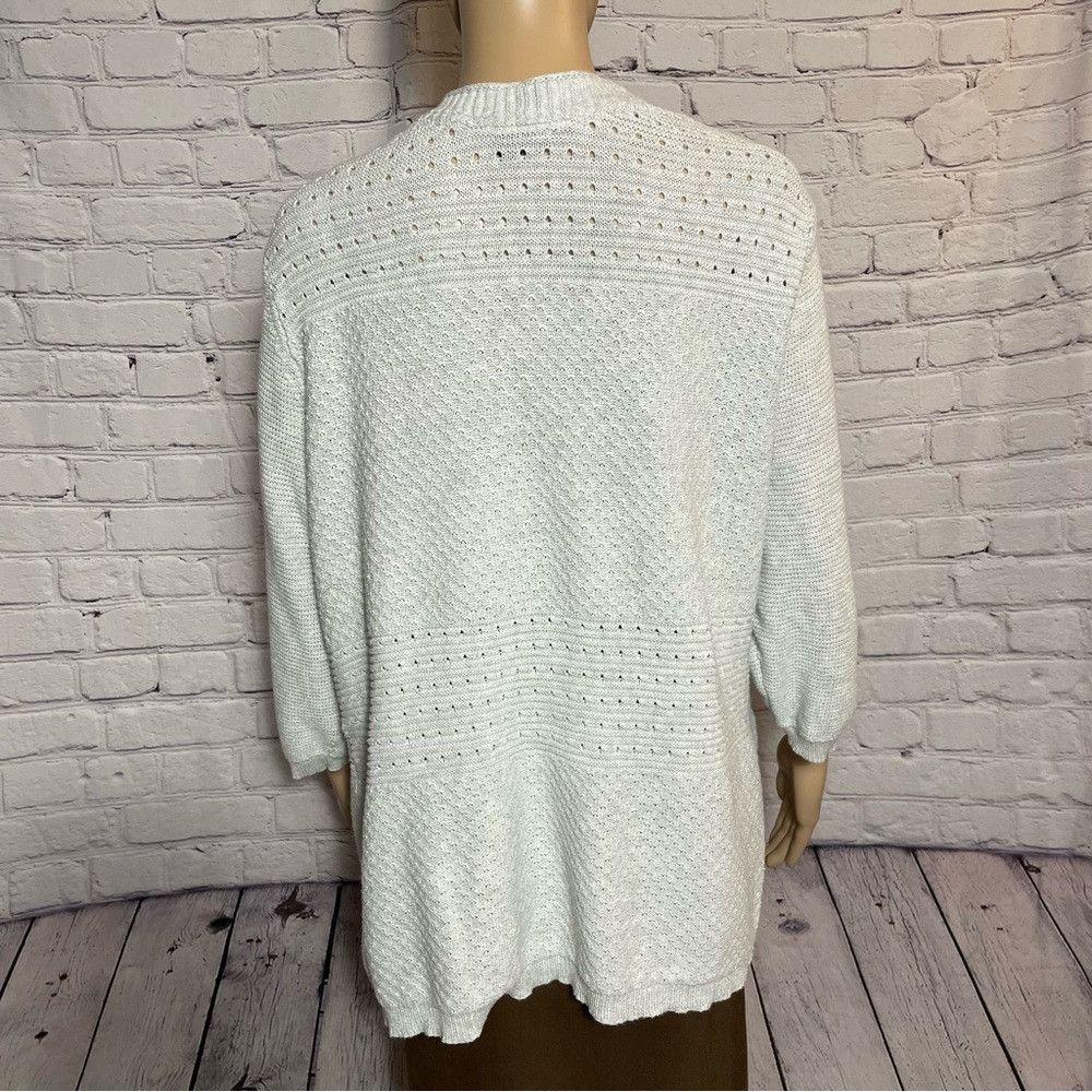 Faded Glory Faded Glory Open Front Cotton 3/4 Sleeve Grey Cardigan Size Size 3XL / US 20-22 - 4 Thumbnail