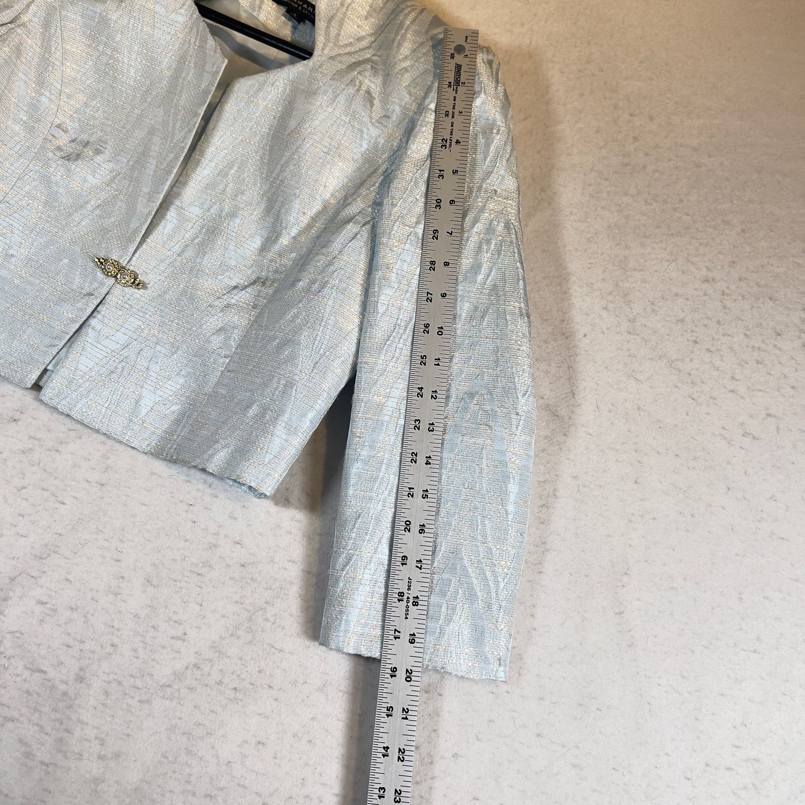 Elie Tahari Tahari Arthur S Levine Crop Jacket 8 Lined Shimery Gold Blue Size M / US 6-8 / IT 42-44 - 9 Thumbnail