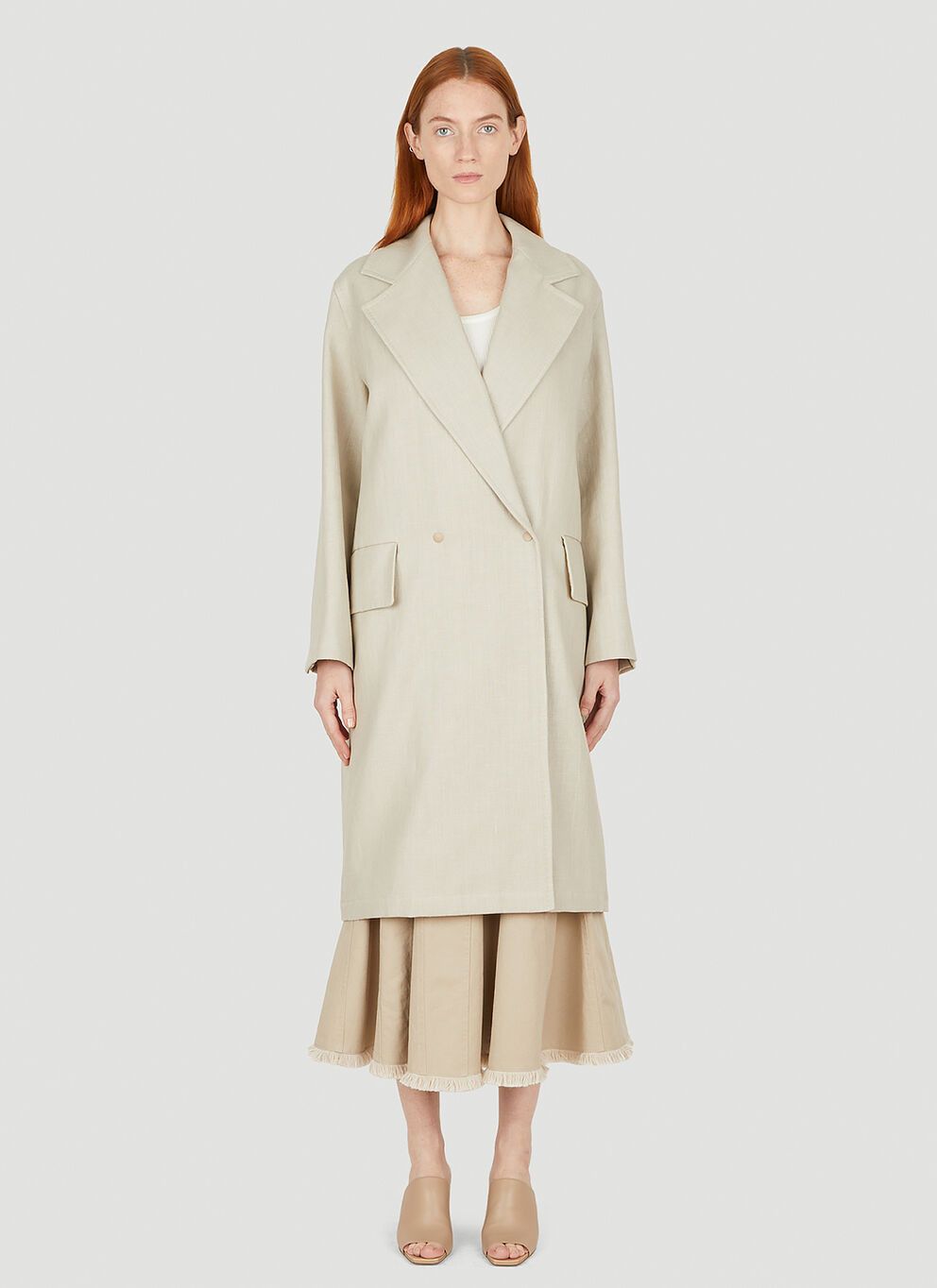 image of Max Mara Mescal Double Breasted Coat in Beige, Women's (Size Small)