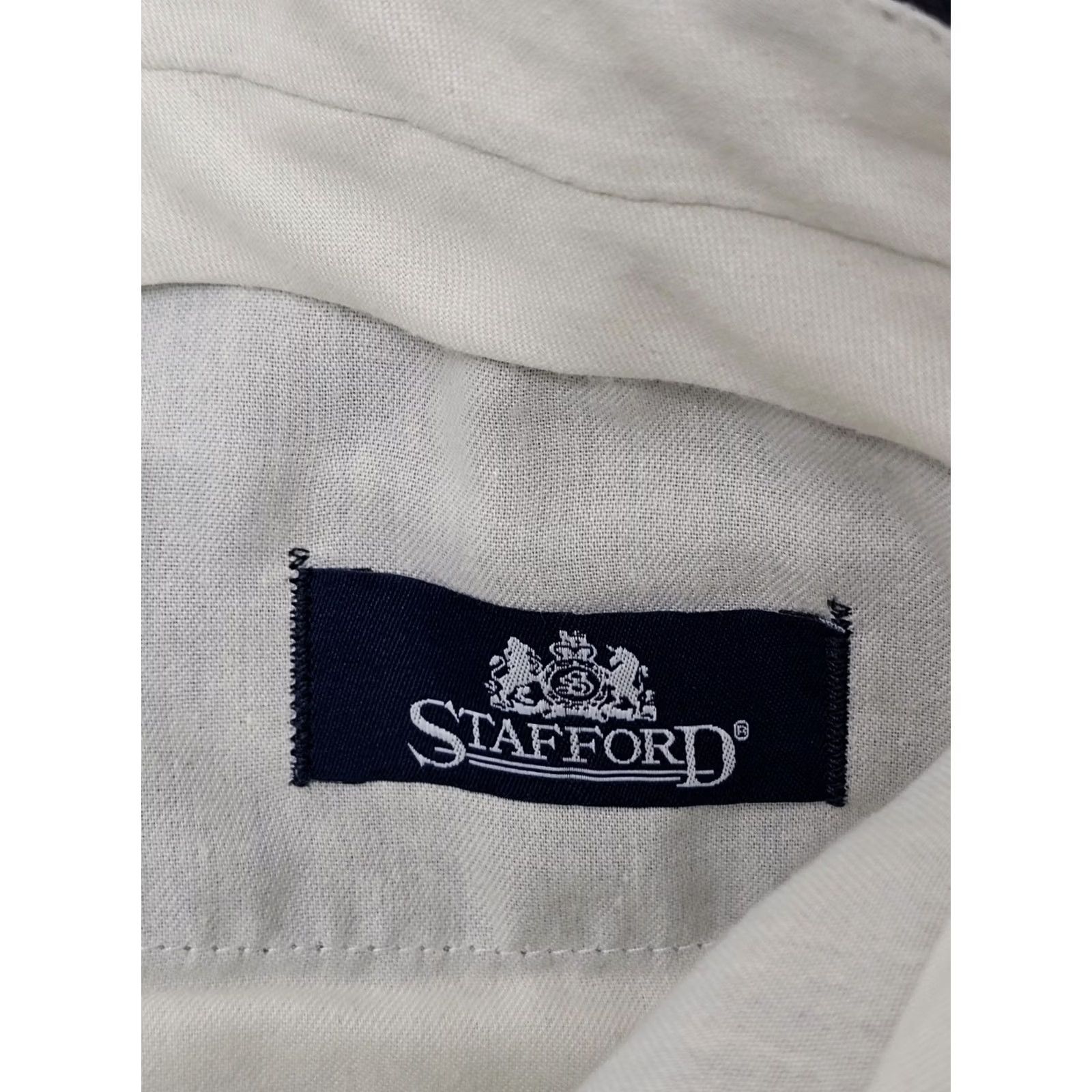 Stafford VINTAGE Stafford Wool Pleated Pants Men 39x27 Navy Blue Straight w Center Crease EUC Size US 39 - 7 Thumbnail