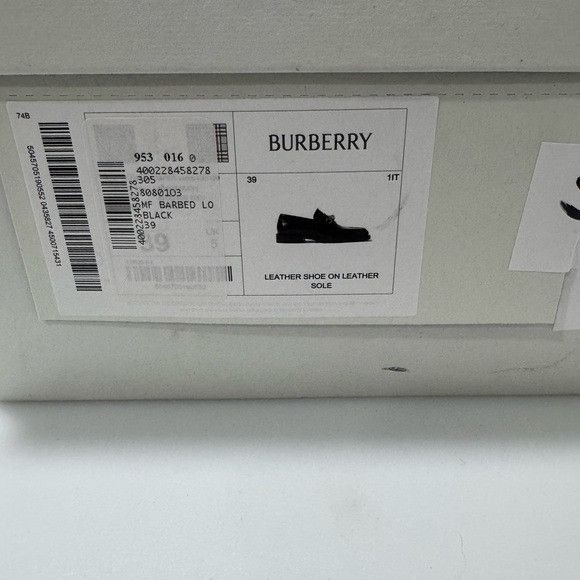 Burberry Barbed Leather Loafers Black Men’s EU 39/US 6