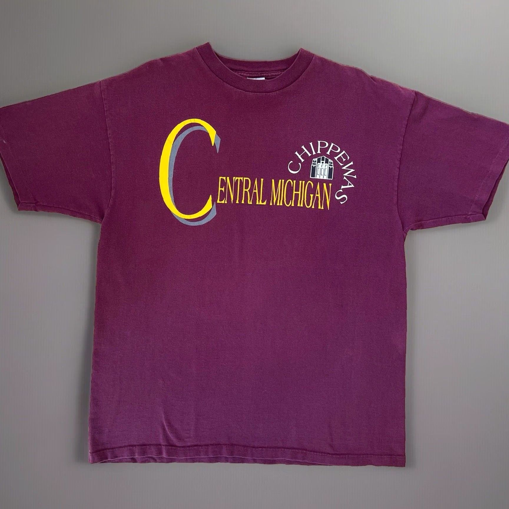 NCAA VINTAGE Central Michigan Chippewas Shirt XL Maroon 90s NCAA Sportswear Size US XL / EU 56 / 4 - 2 Thumbnail
