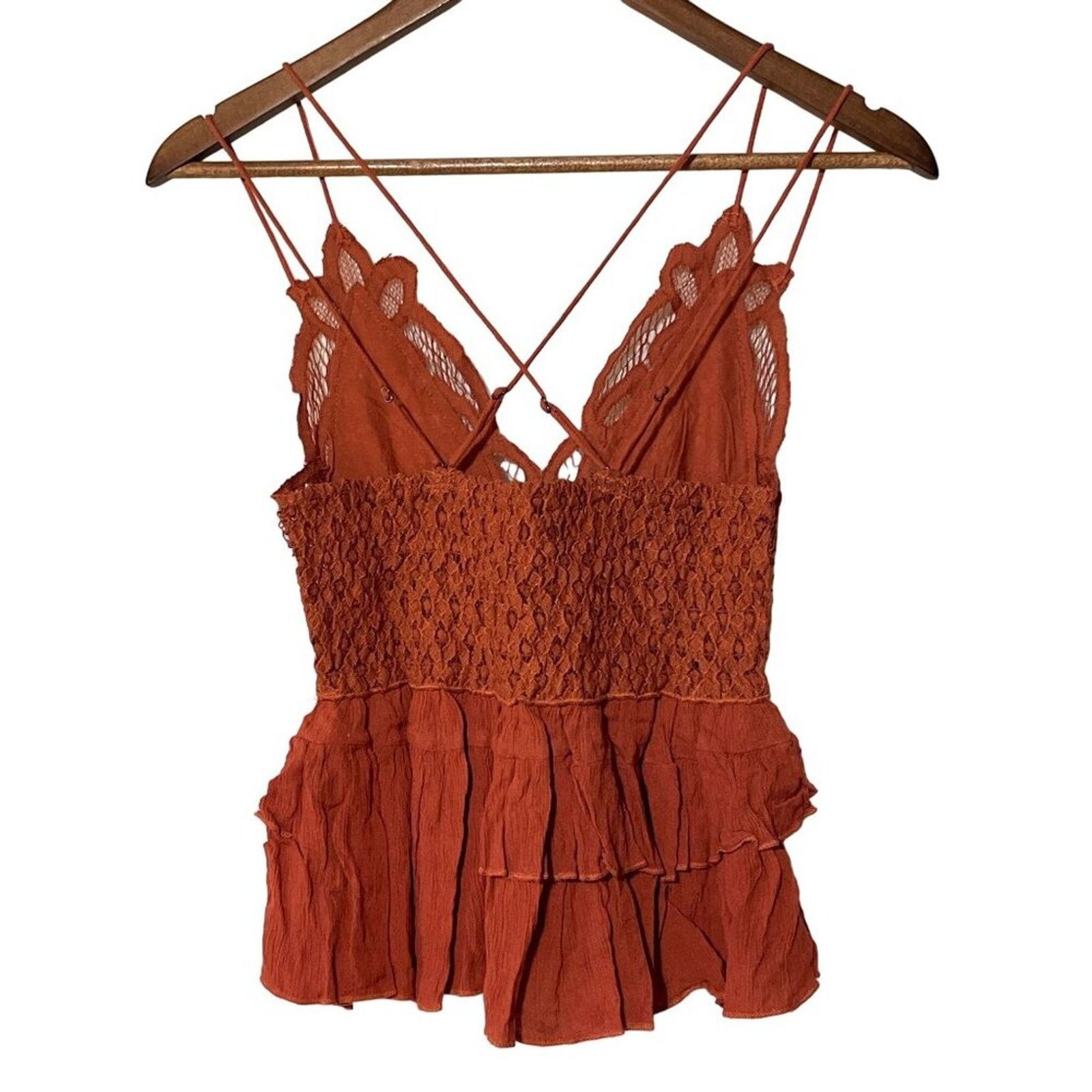 Free People Free People Adella Cami Small New Rust Tiered Top Size S / US 4 / IT 40 - 5 Thumbnail